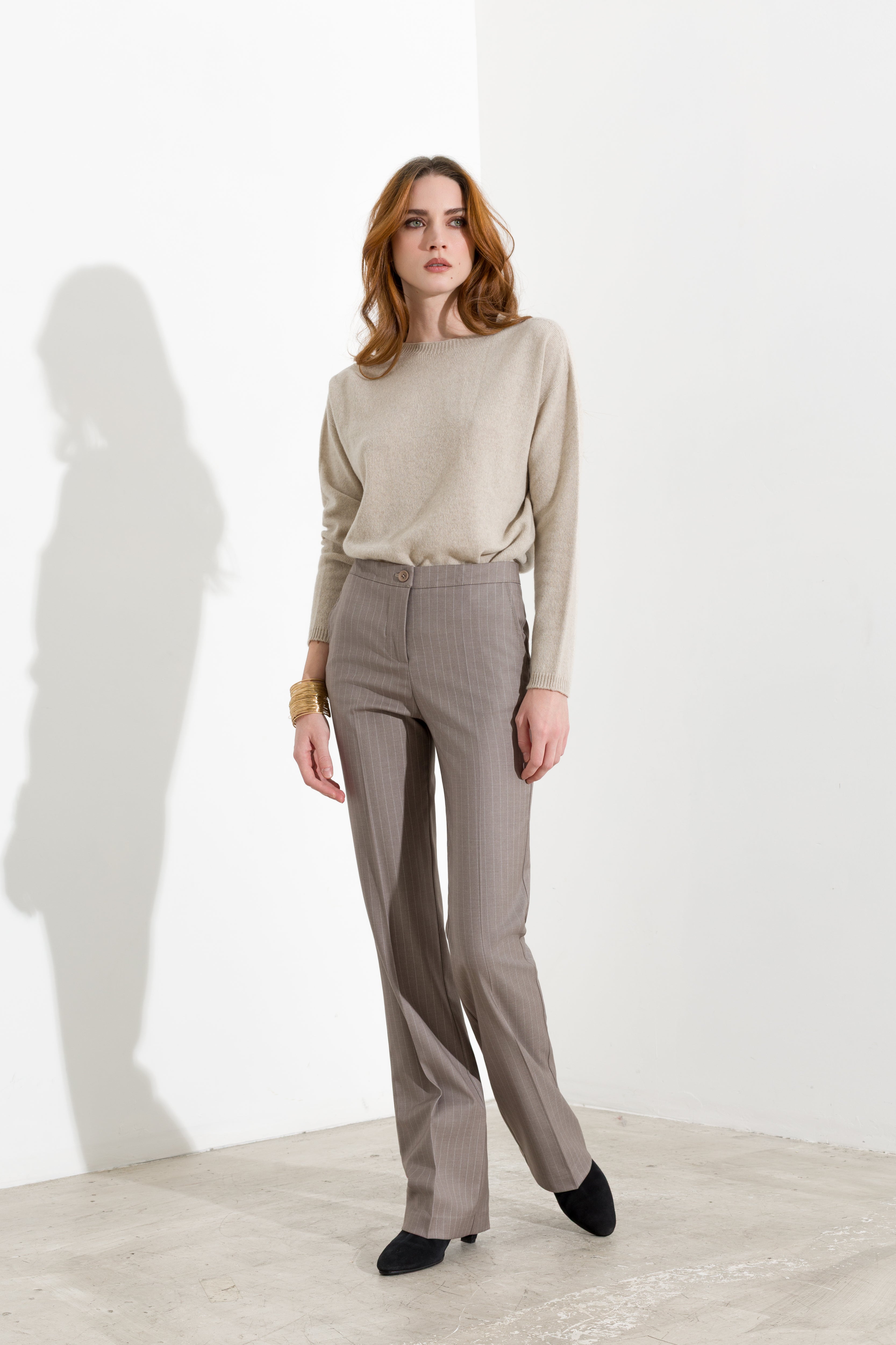 Pantalone gessato gamba dritta