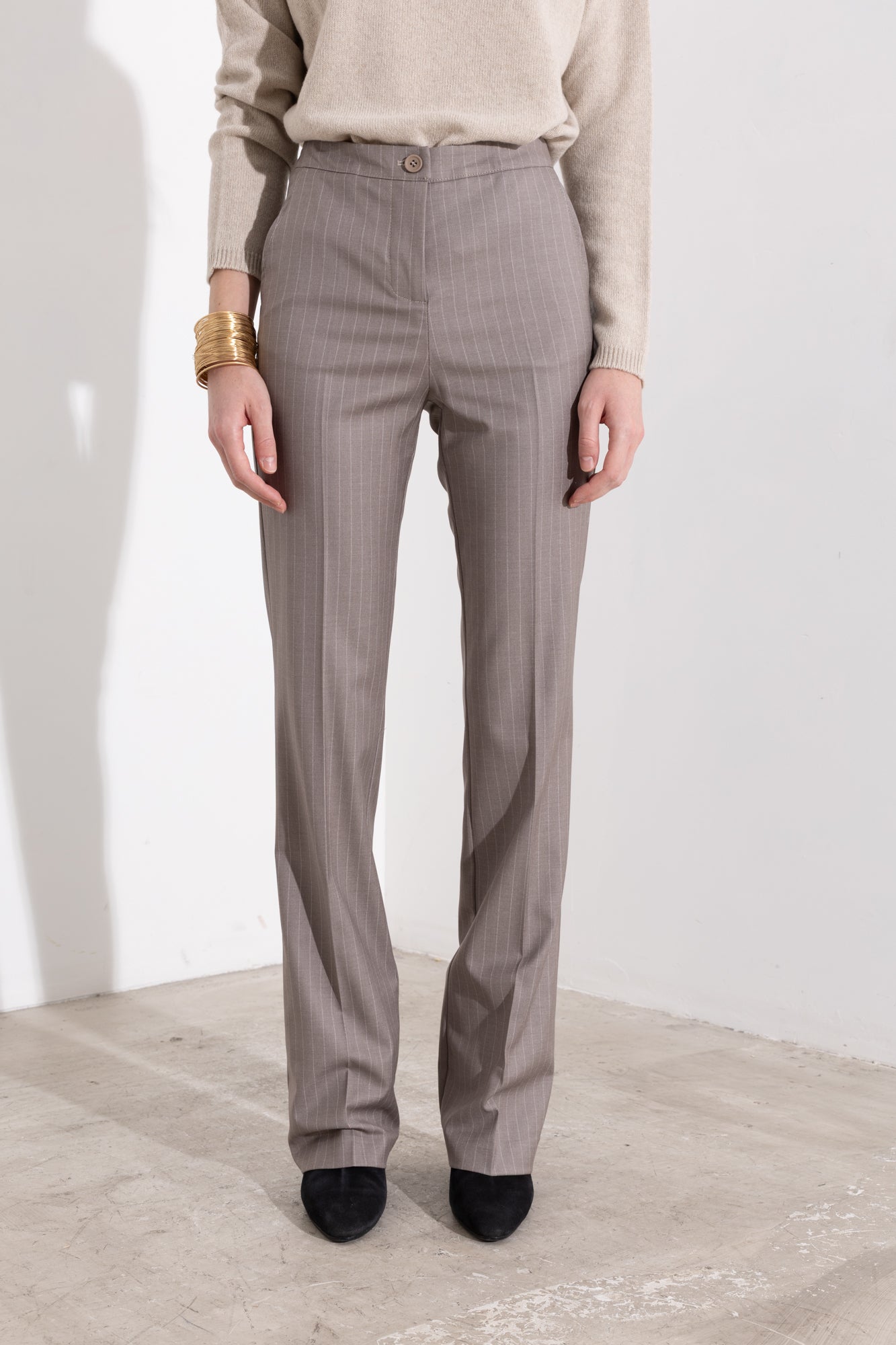 Pantalone gessato gamba dritta