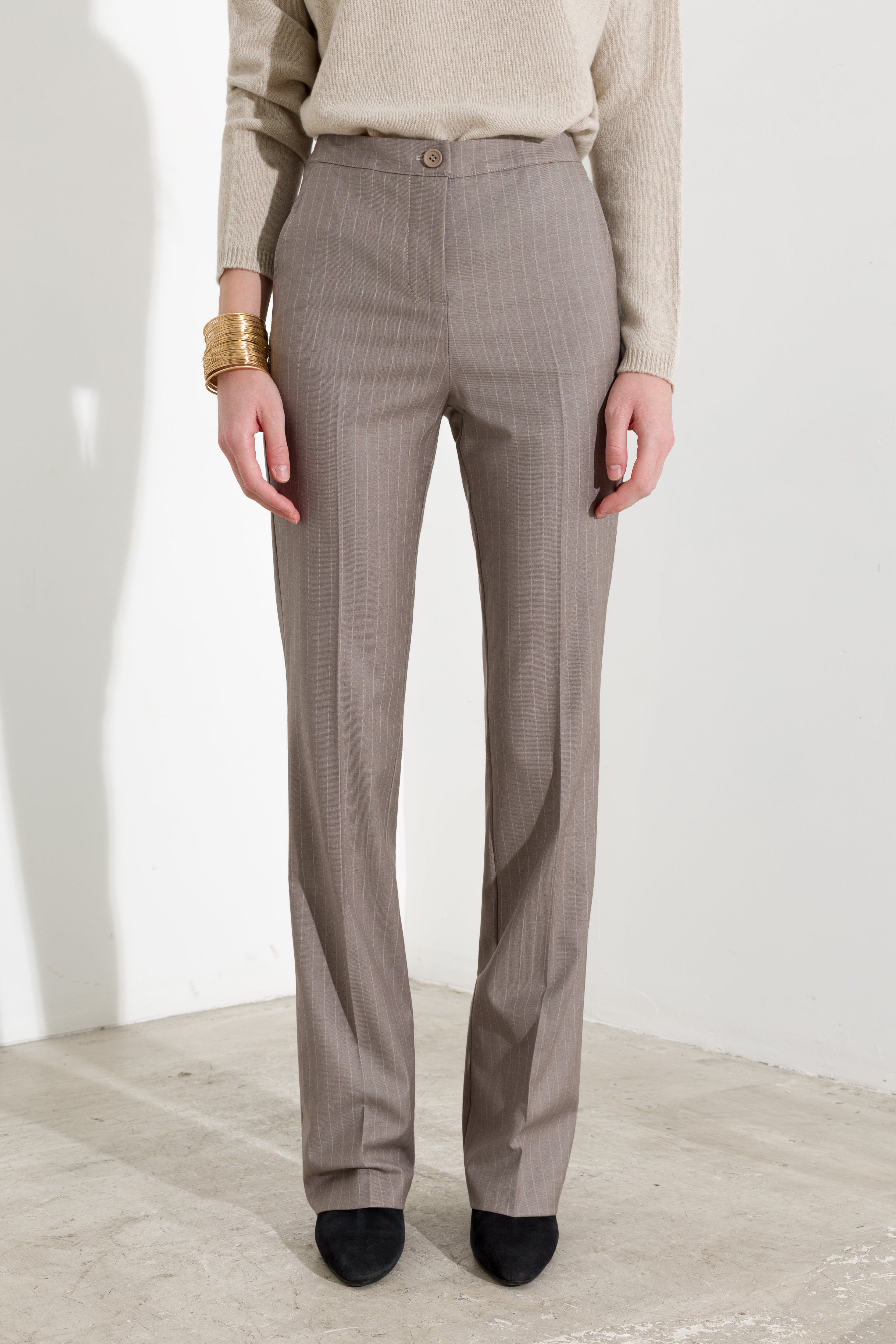 Pantalone gessato gamba dritta