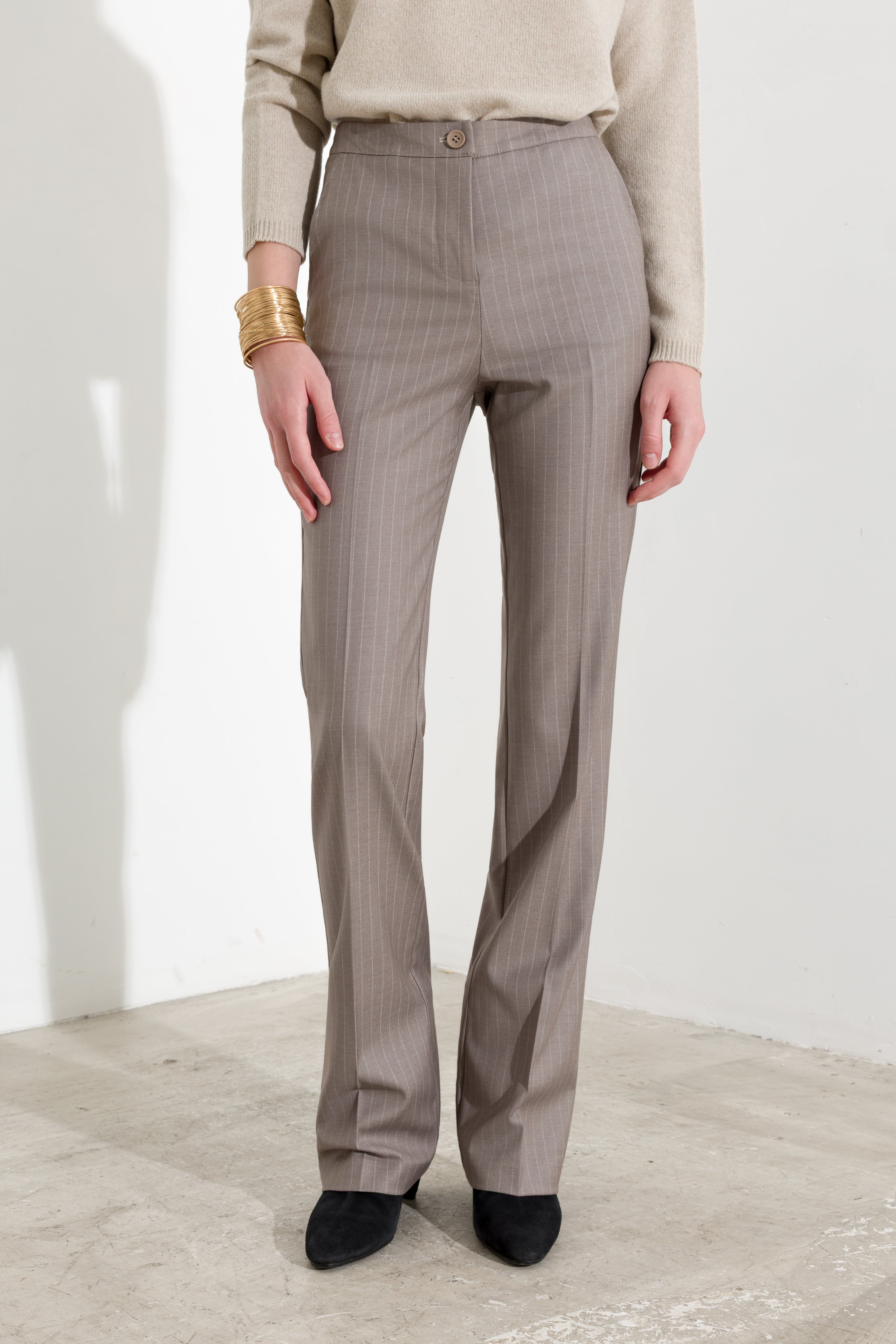 Pantalone gessato gamba dritta