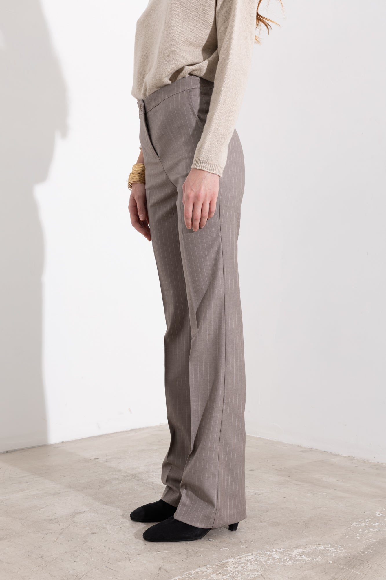 Pantalone gessato gamba dritta