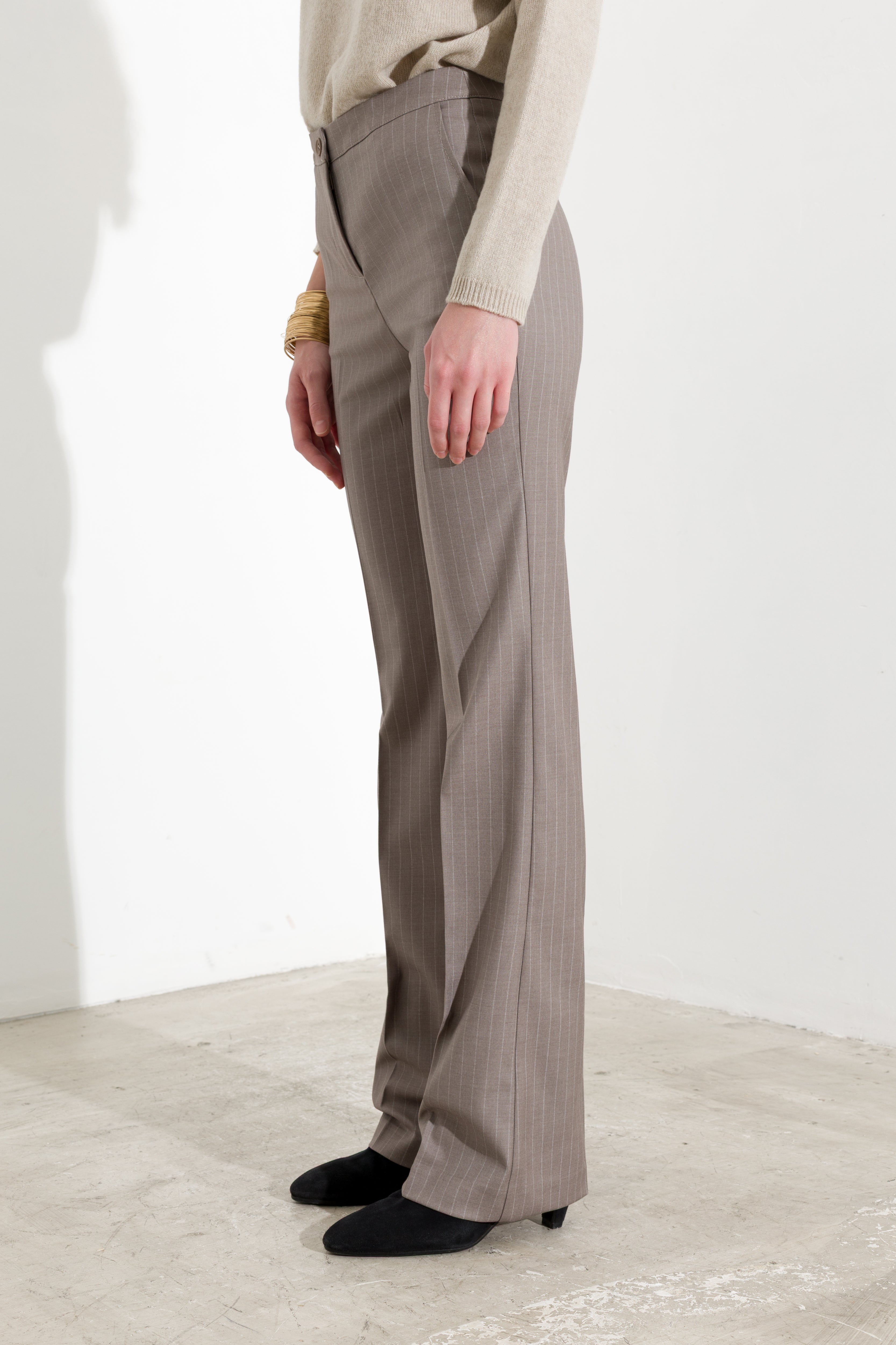 Pantalone gessato gamba dritta