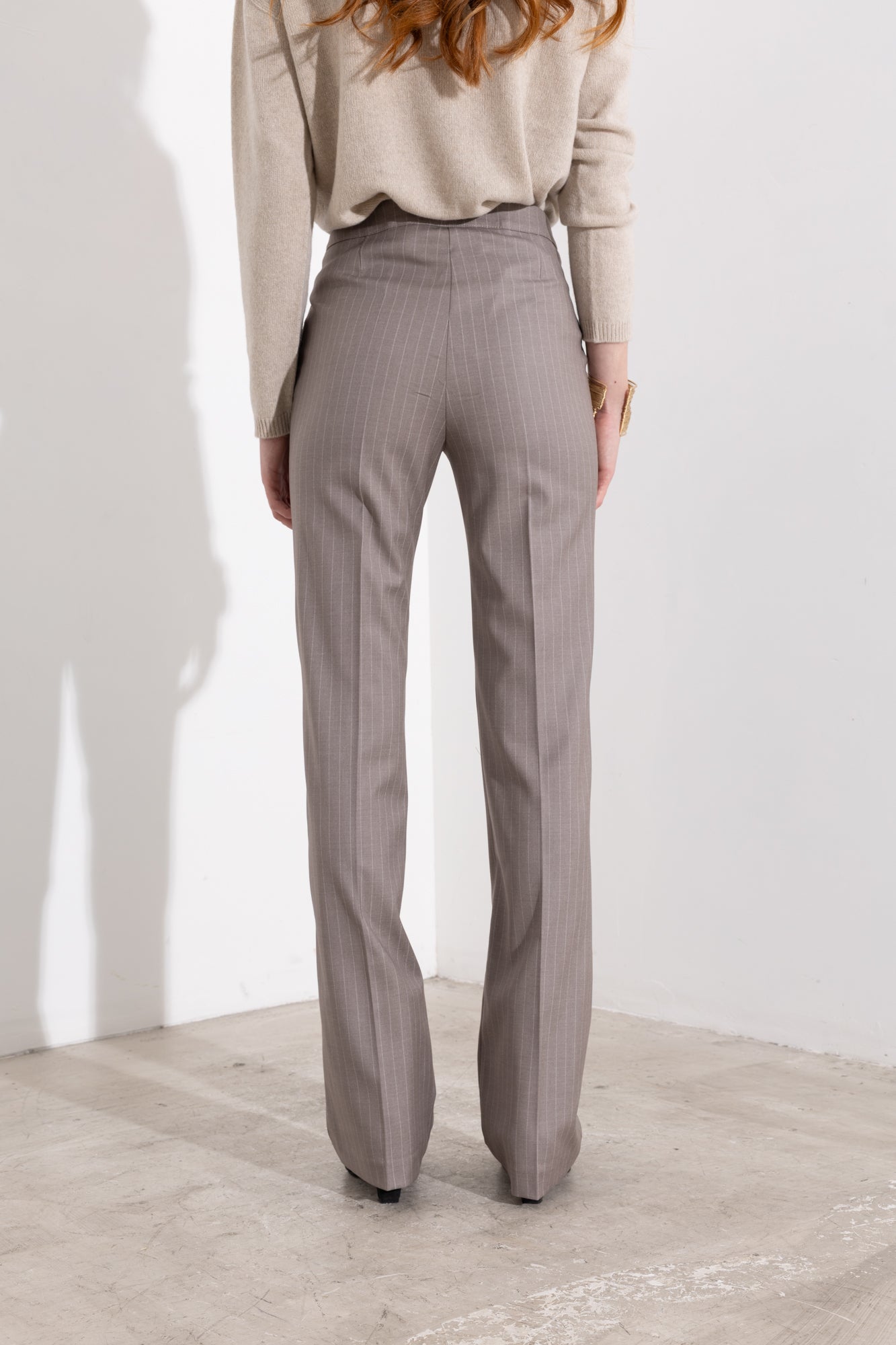 Pantalone gessato gamba dritta