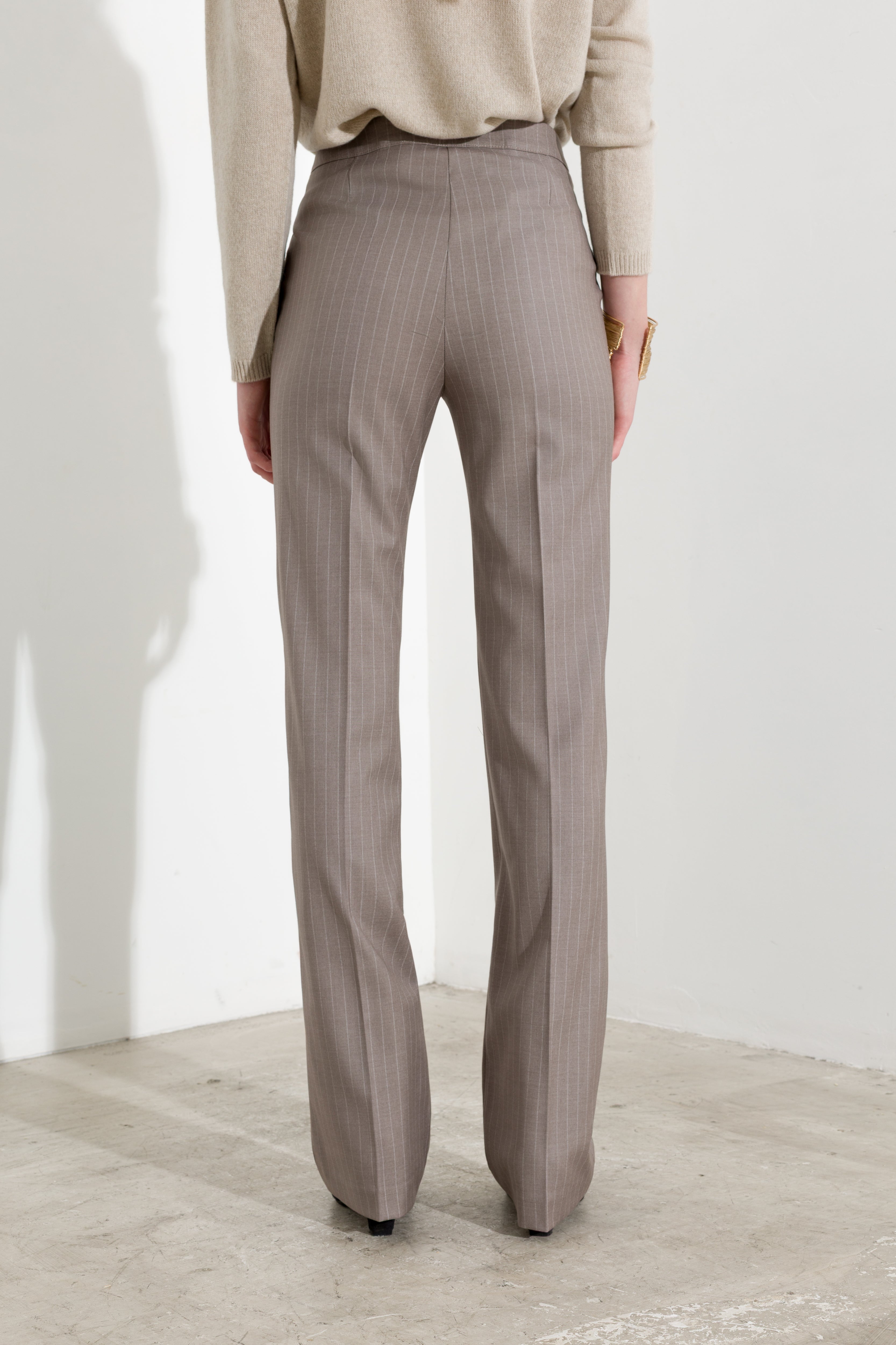 Pantalone gessato gamba dritta
