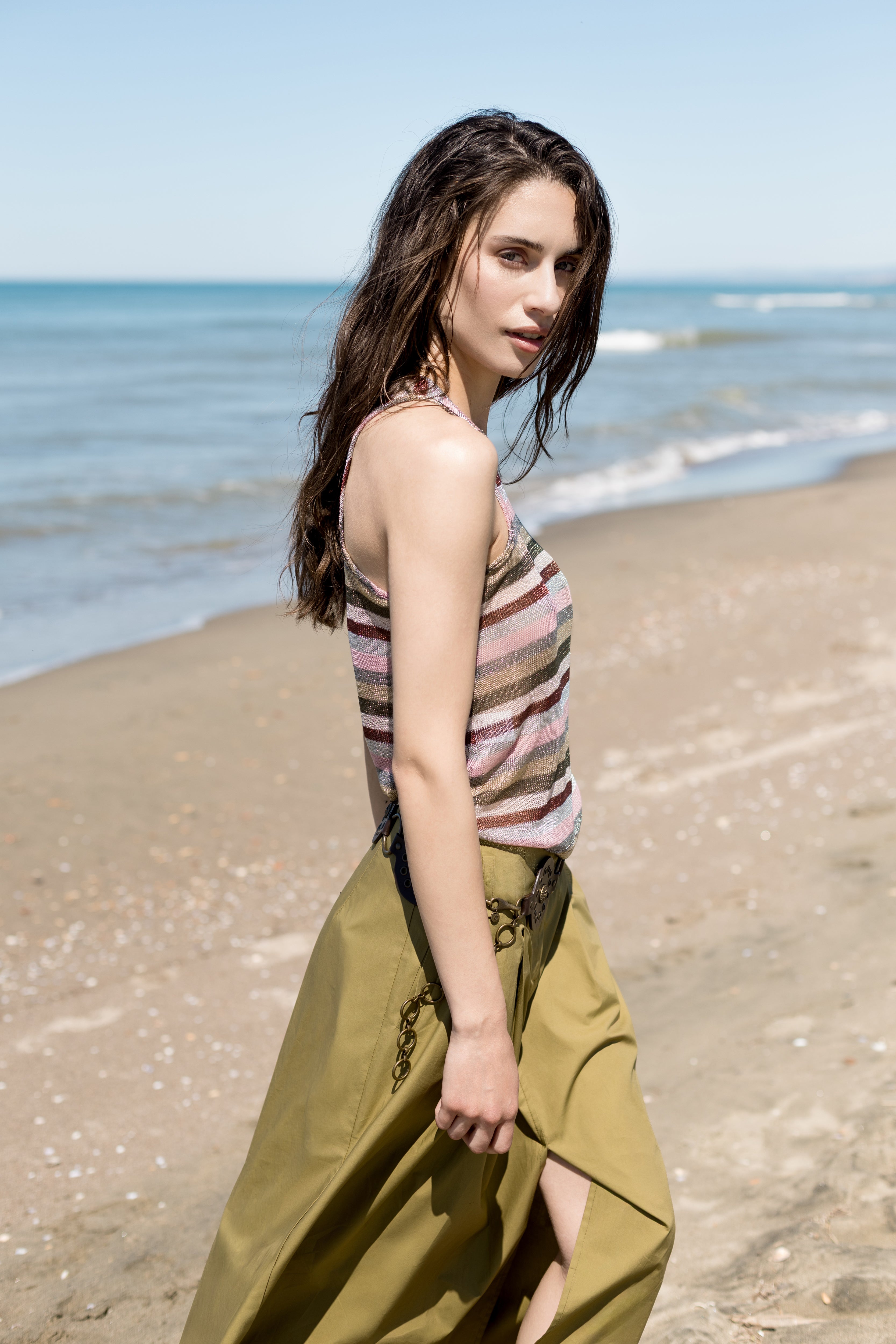 Top in viscosa lurex a righe
