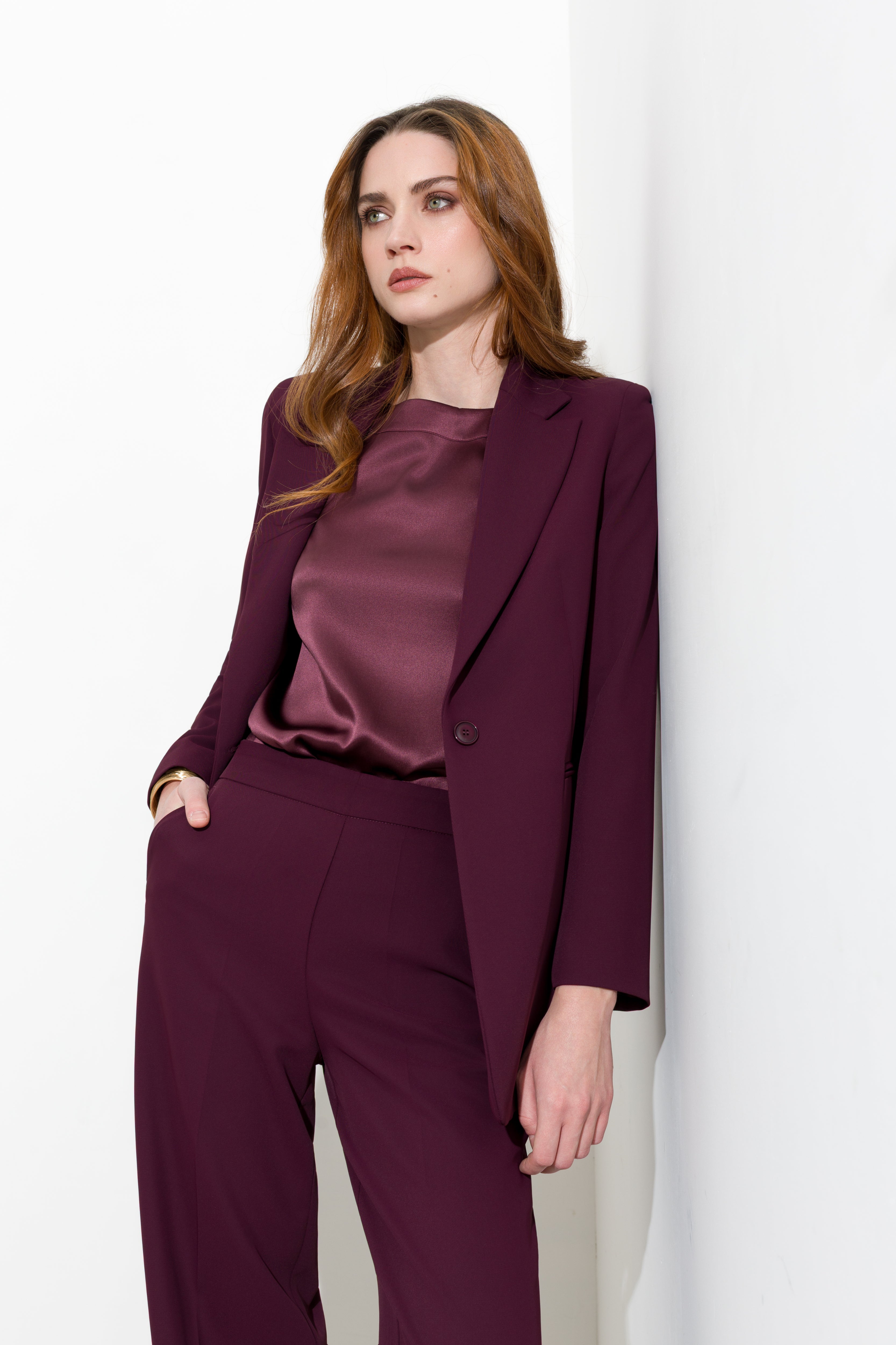 Blazer monopetto in crepe fluido