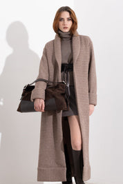 Cappotto lungo in maglia con filo lurex