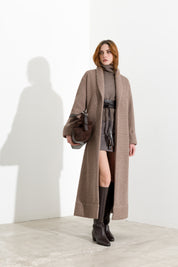 Langer Strickmantel mit Lurex