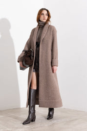 Cappotto lungo in maglia con filo lurex