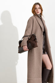 Langer Strickmantel mit Lurex
