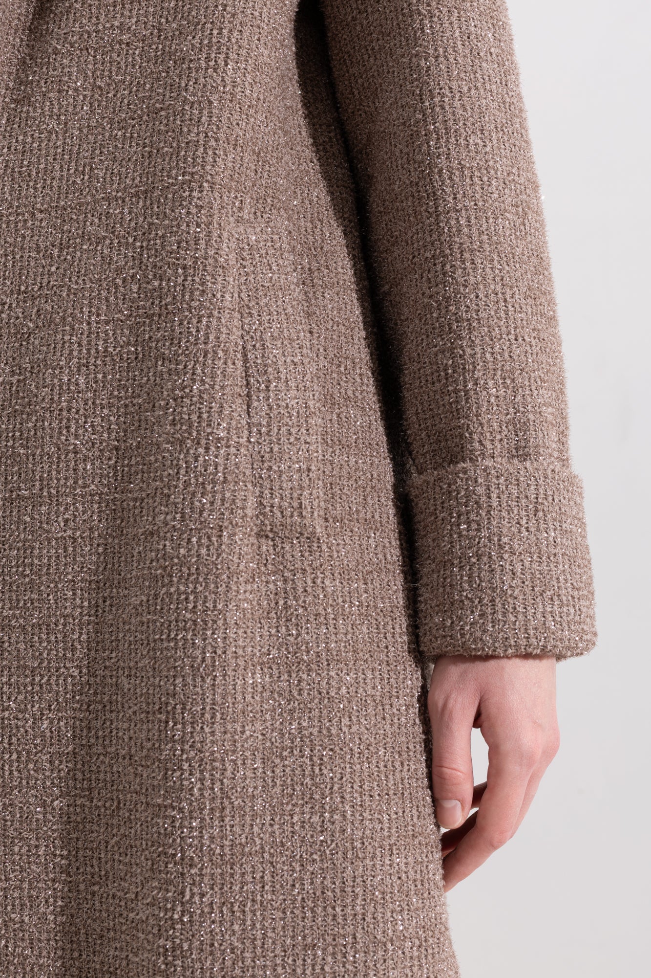 Cappotto lungo in maglia con filo lurex