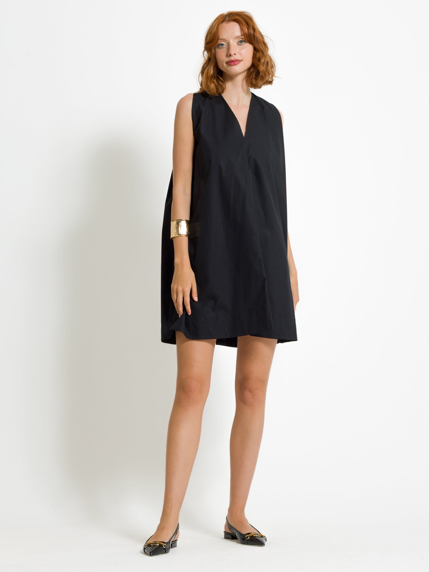Abito a trapezio corto strutturato in cotone | Uncategorized da donna