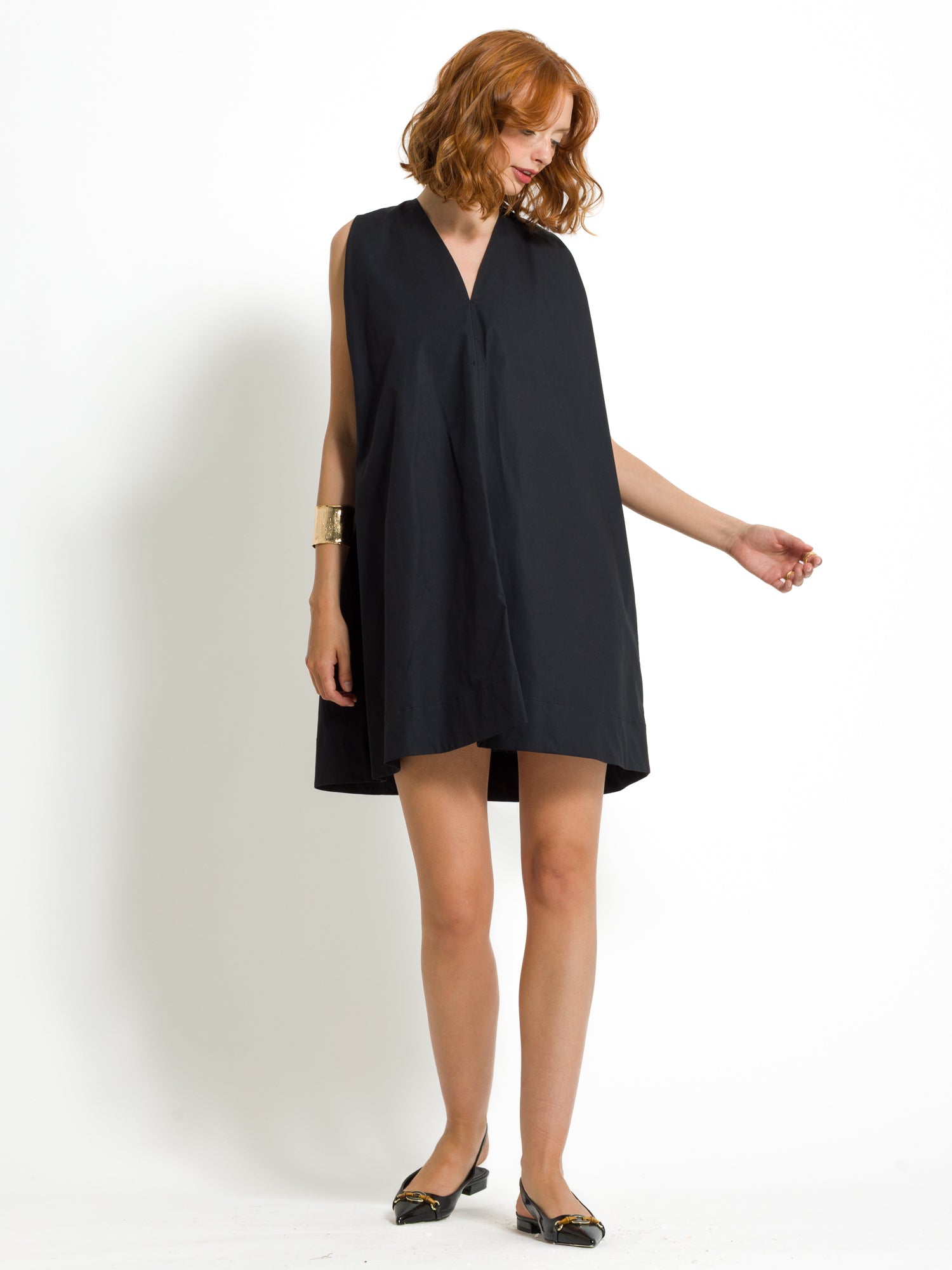 Abito a trapezio corto strutturato in cotone | Uncategorized da donna