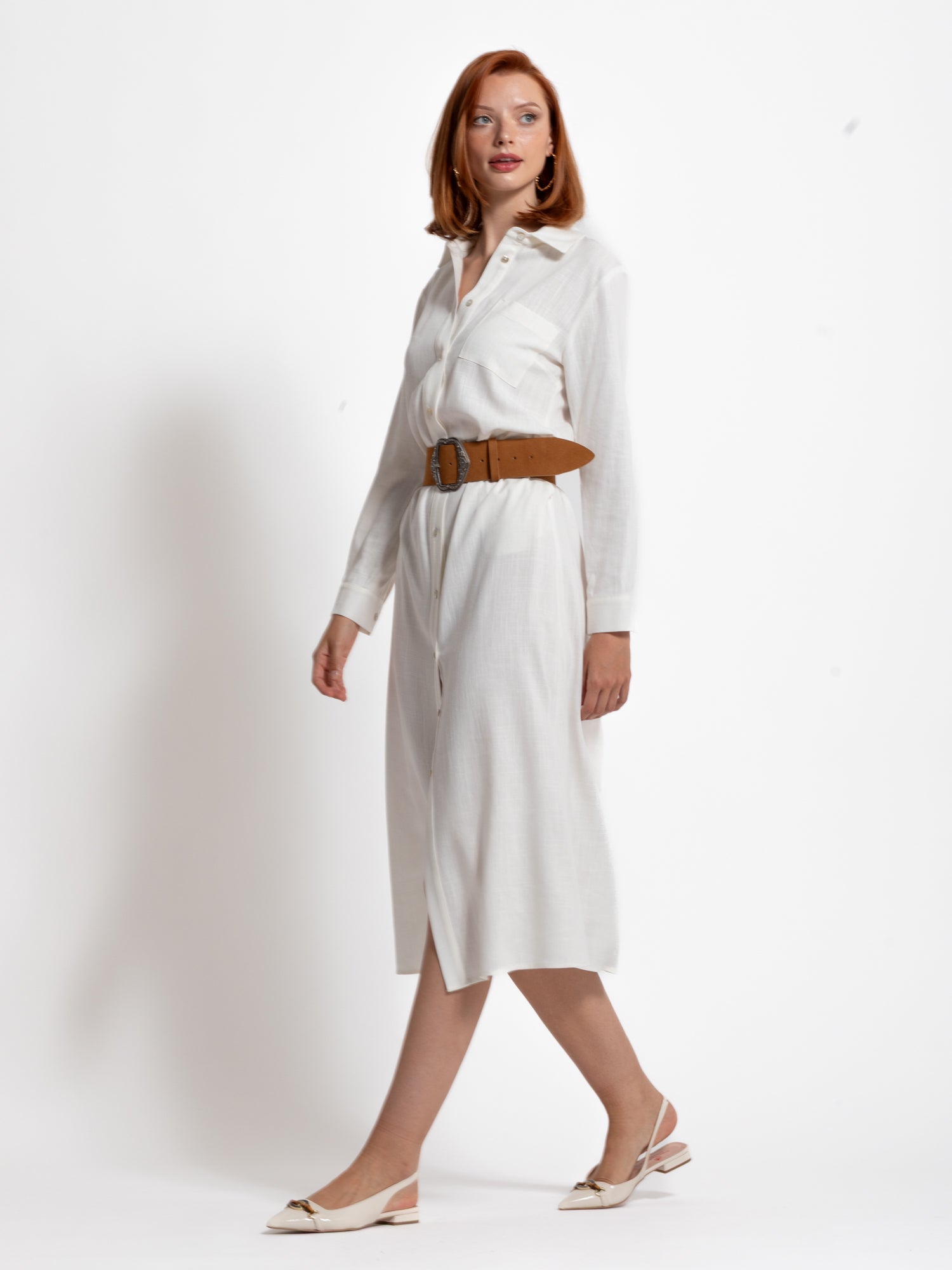 Abito lungo chemisier in misto lino | Uncategorized da donna
