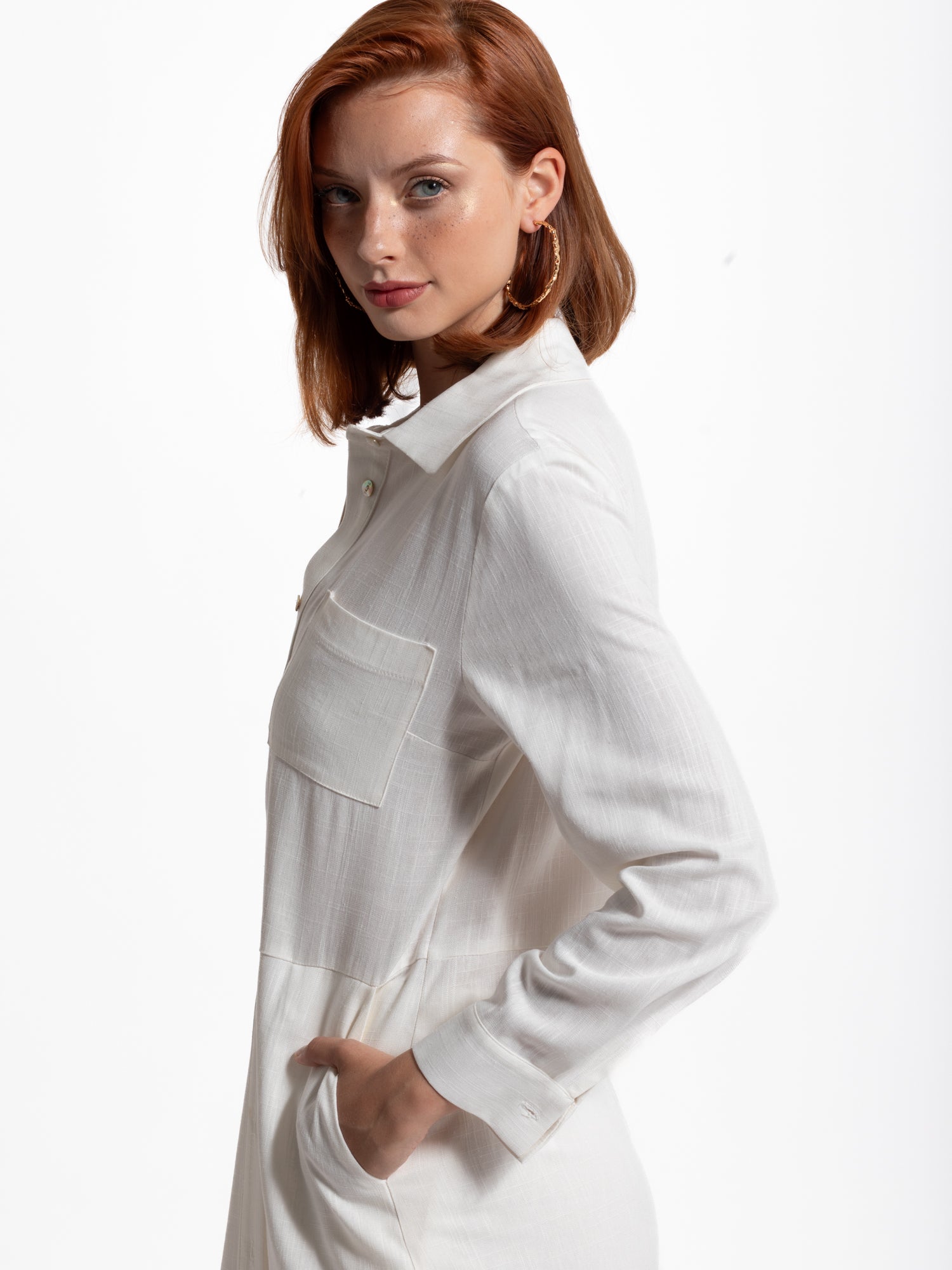 Abito lungo chemisier in misto lino | Uncategorized da donna