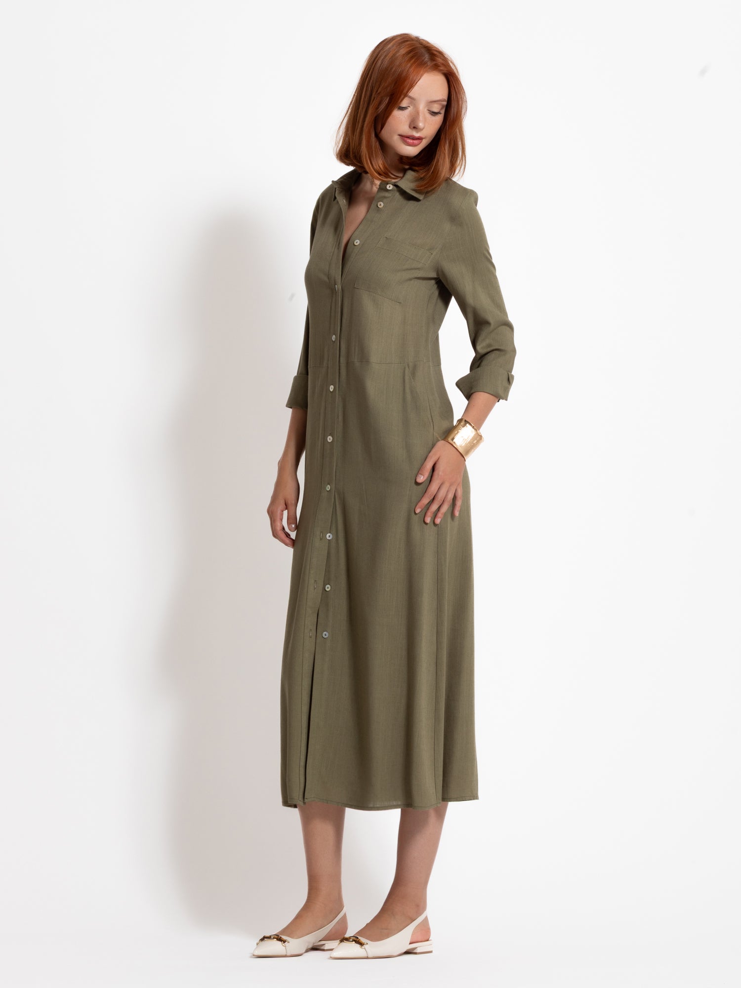 Abito lungo chemisier in misto lino | Uncategorized da donna