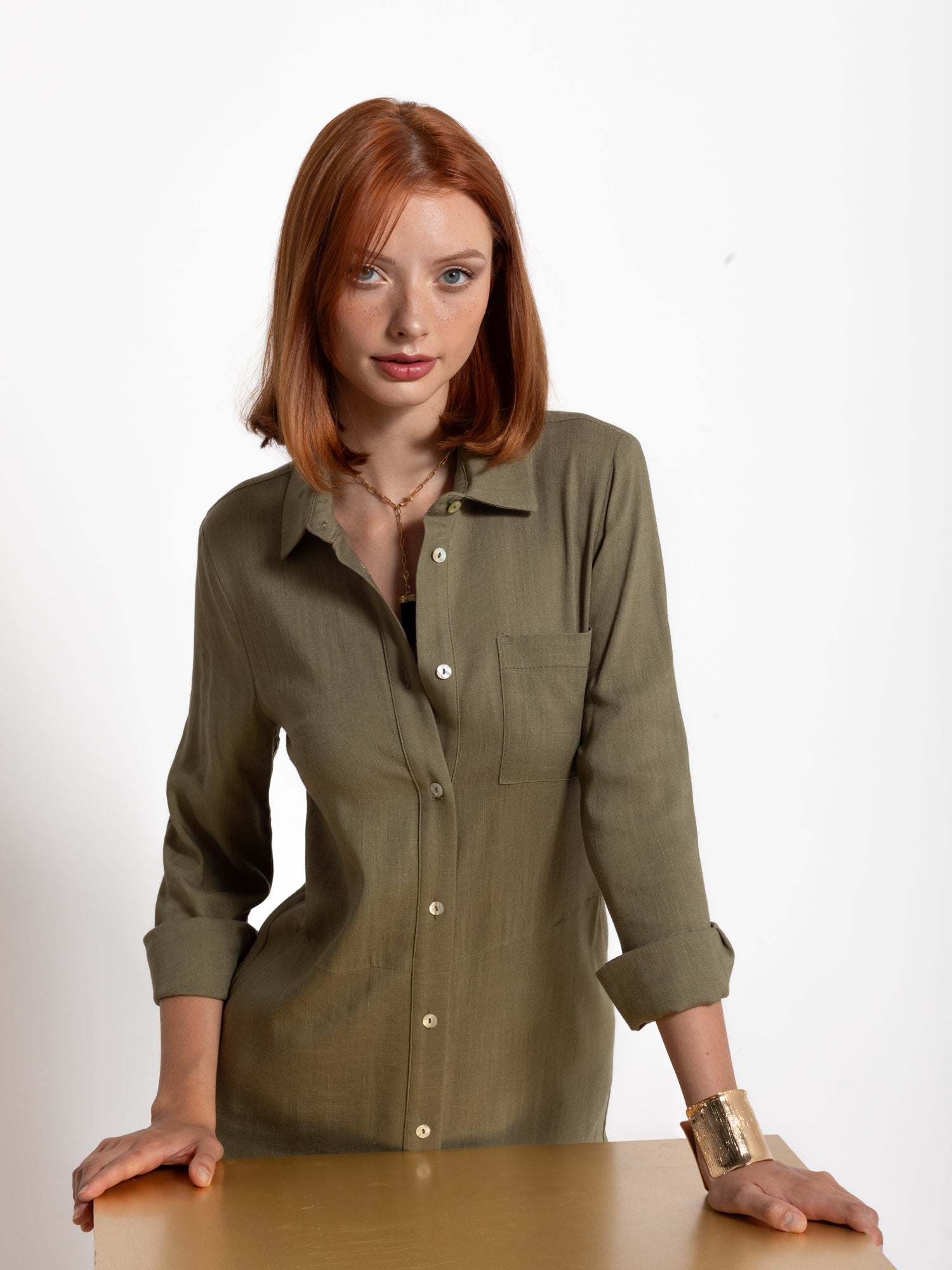 Abito lungo chemisier in misto lino | Uncategorized da donna