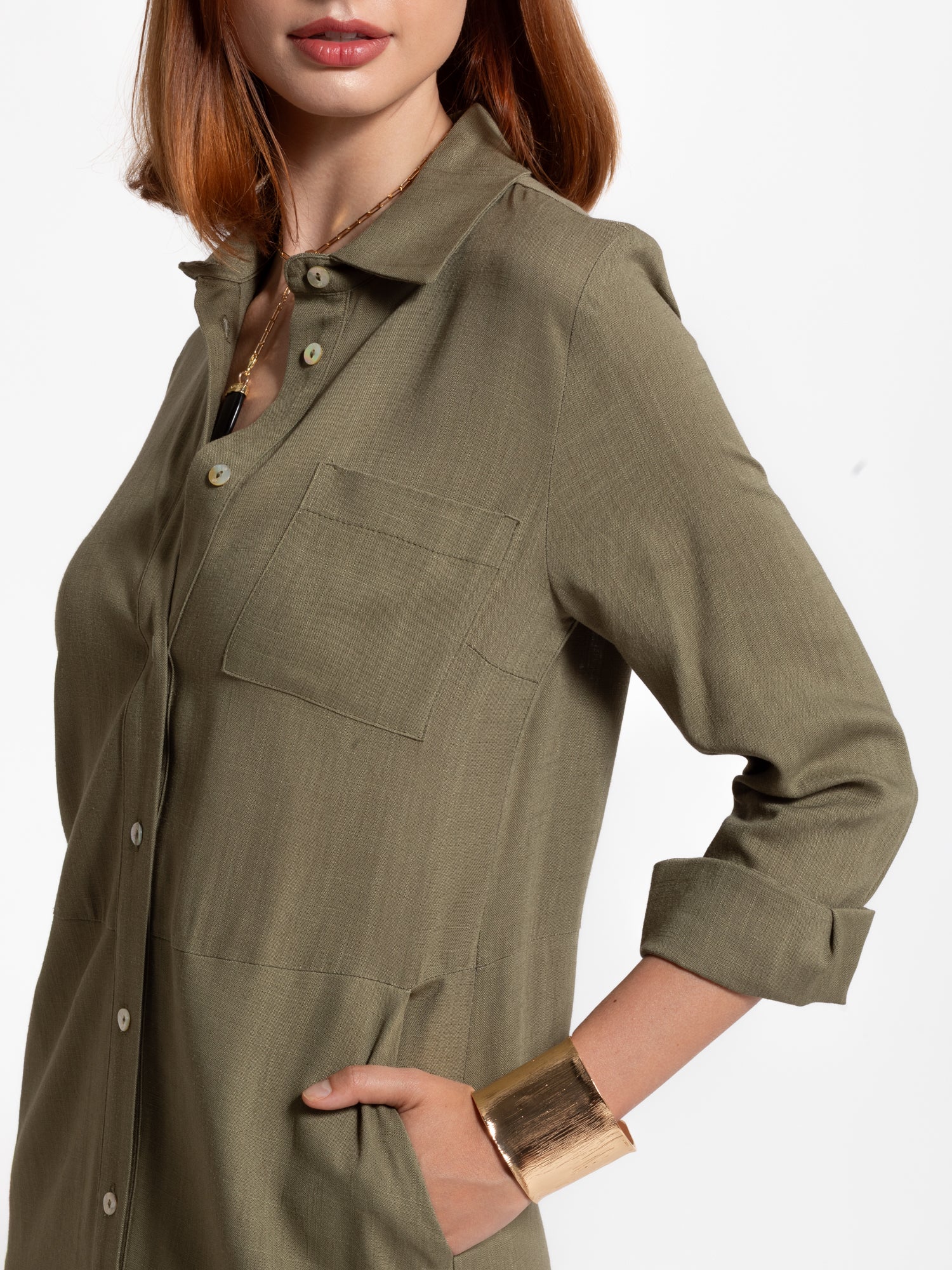 Abito lungo chemisier in misto lino | Uncategorized da donna