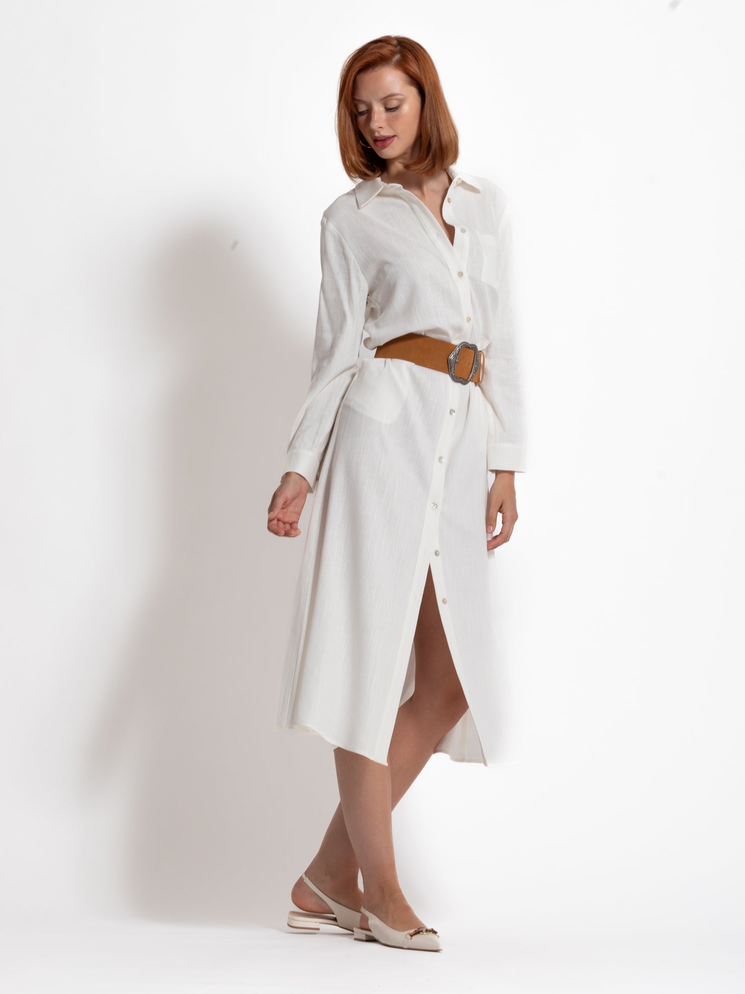 Abito lungo chemisier in misto lino | Uncategorized da donna