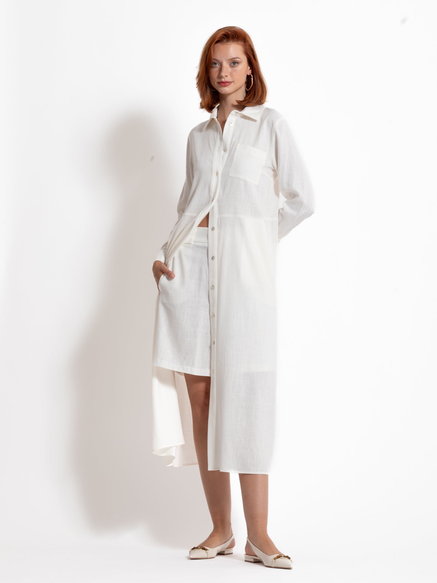 Abito lungo chemisier in misto lino | Uncategorized da donna