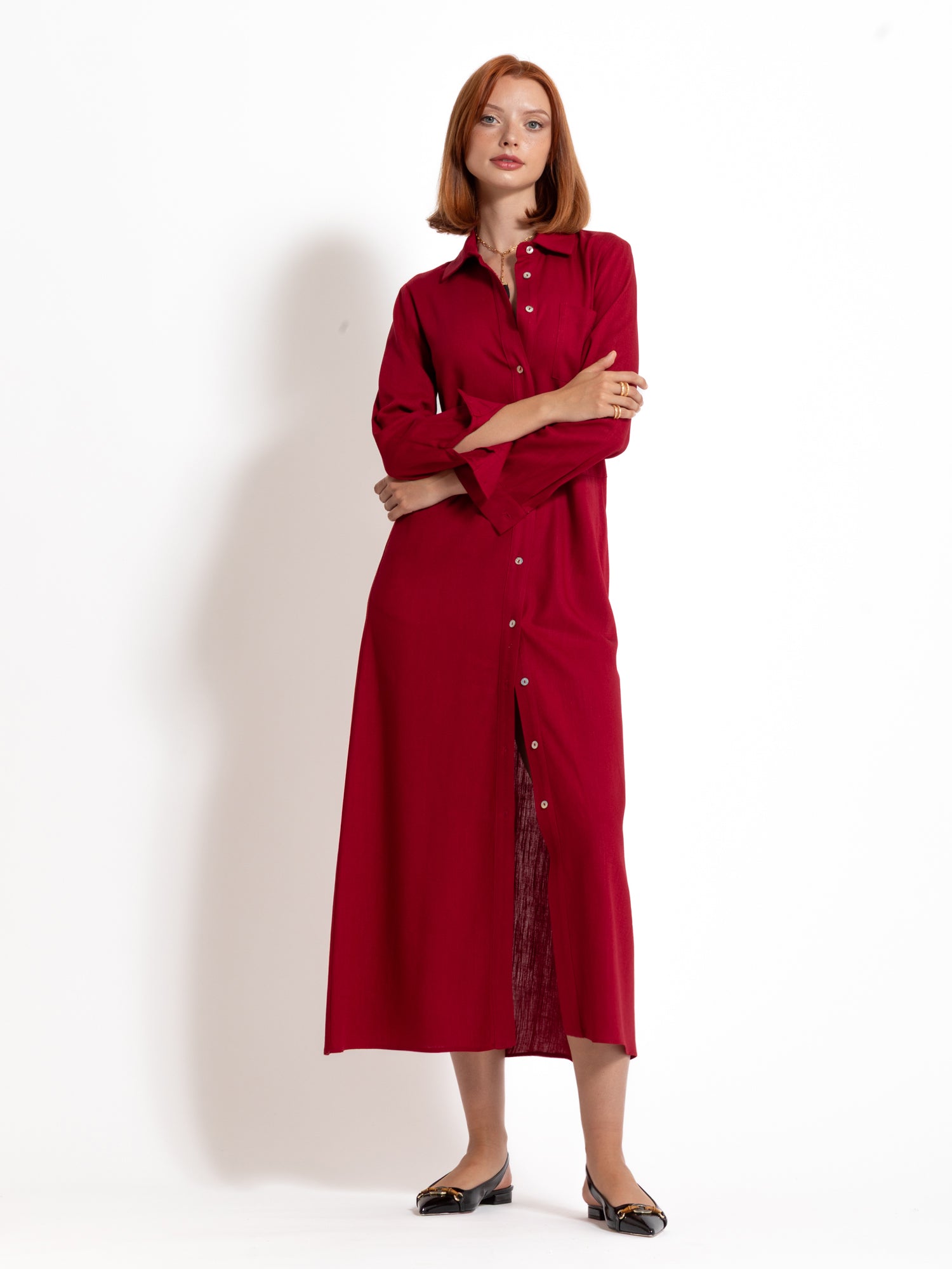 Abito lungo chemisier in misto lino | Uncategorized da donna