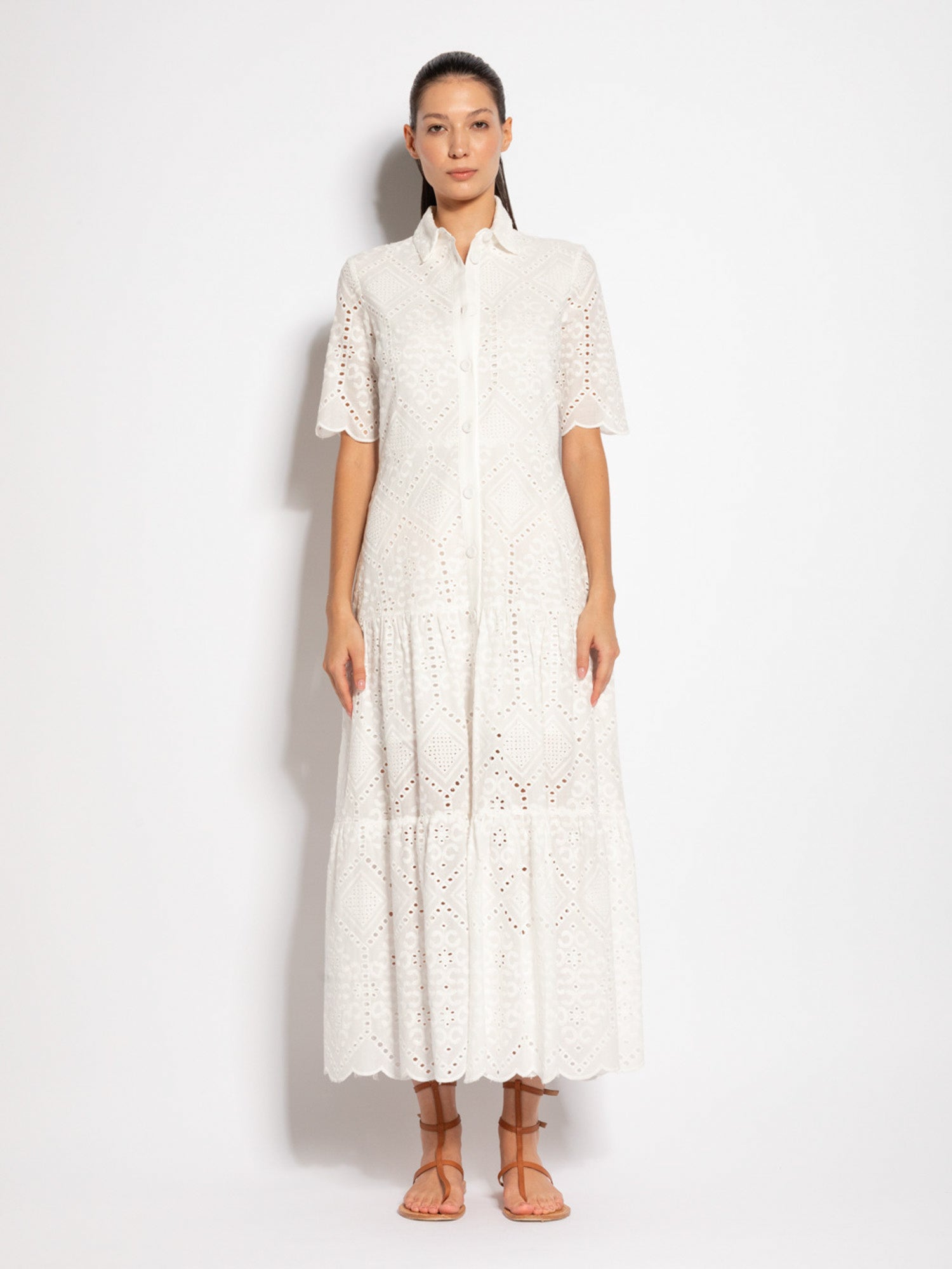 Abito lungo di cotone in sangallo | Uncategorized da donna