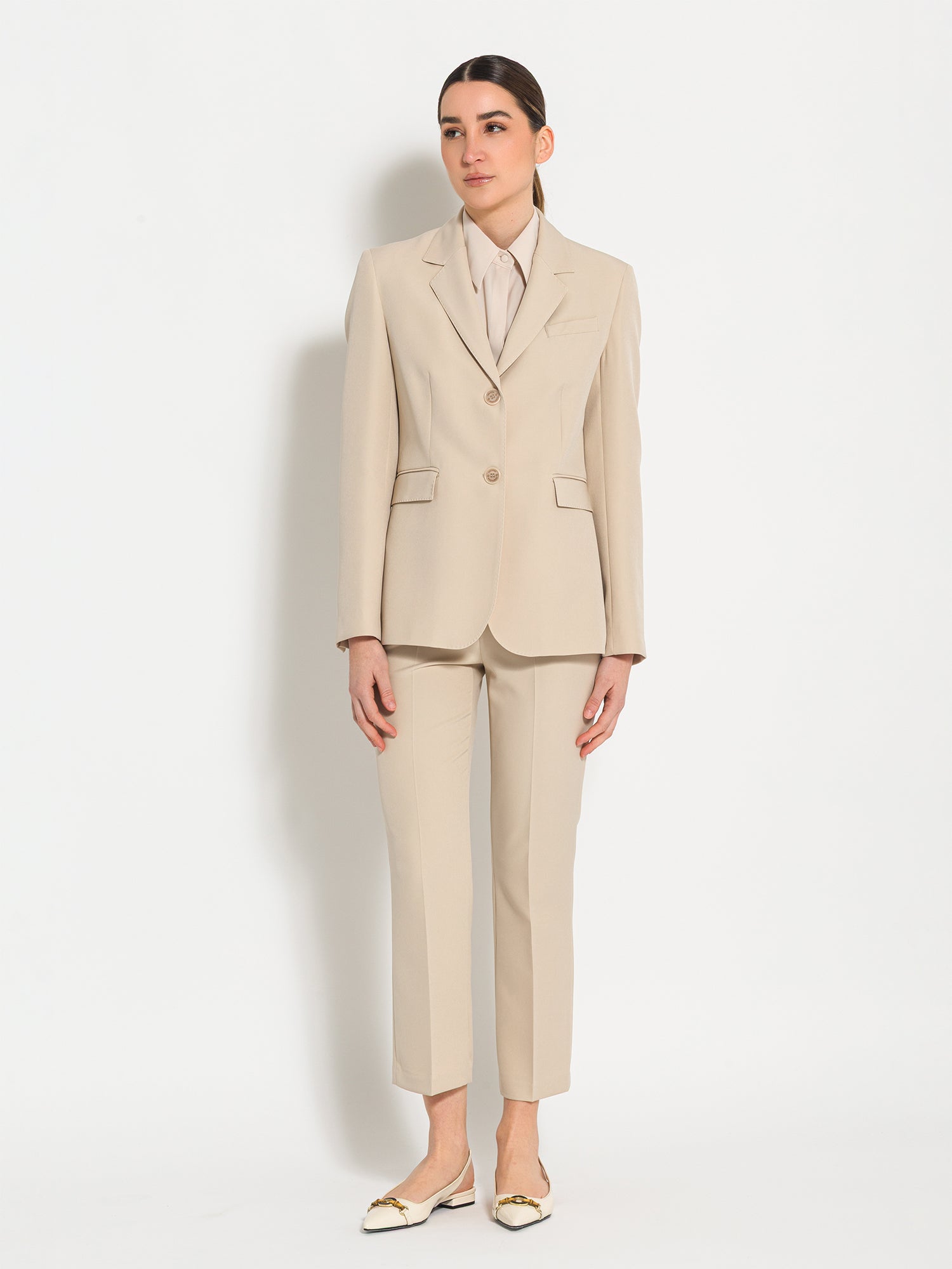 Pantalone in tessuto tecnico diagonale a trombetta | Uncategorized da donna