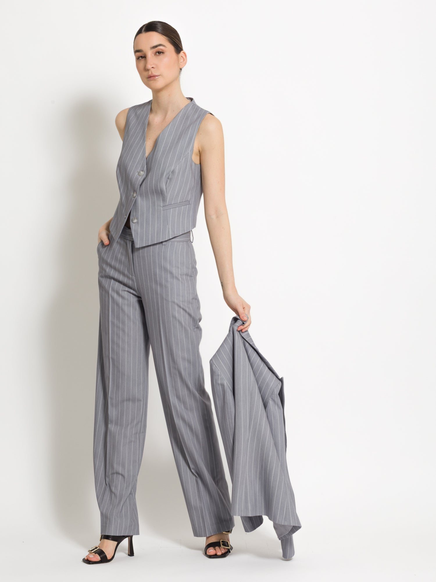Gilet gessato-C250-107_PERLA | Uncategorized da donna