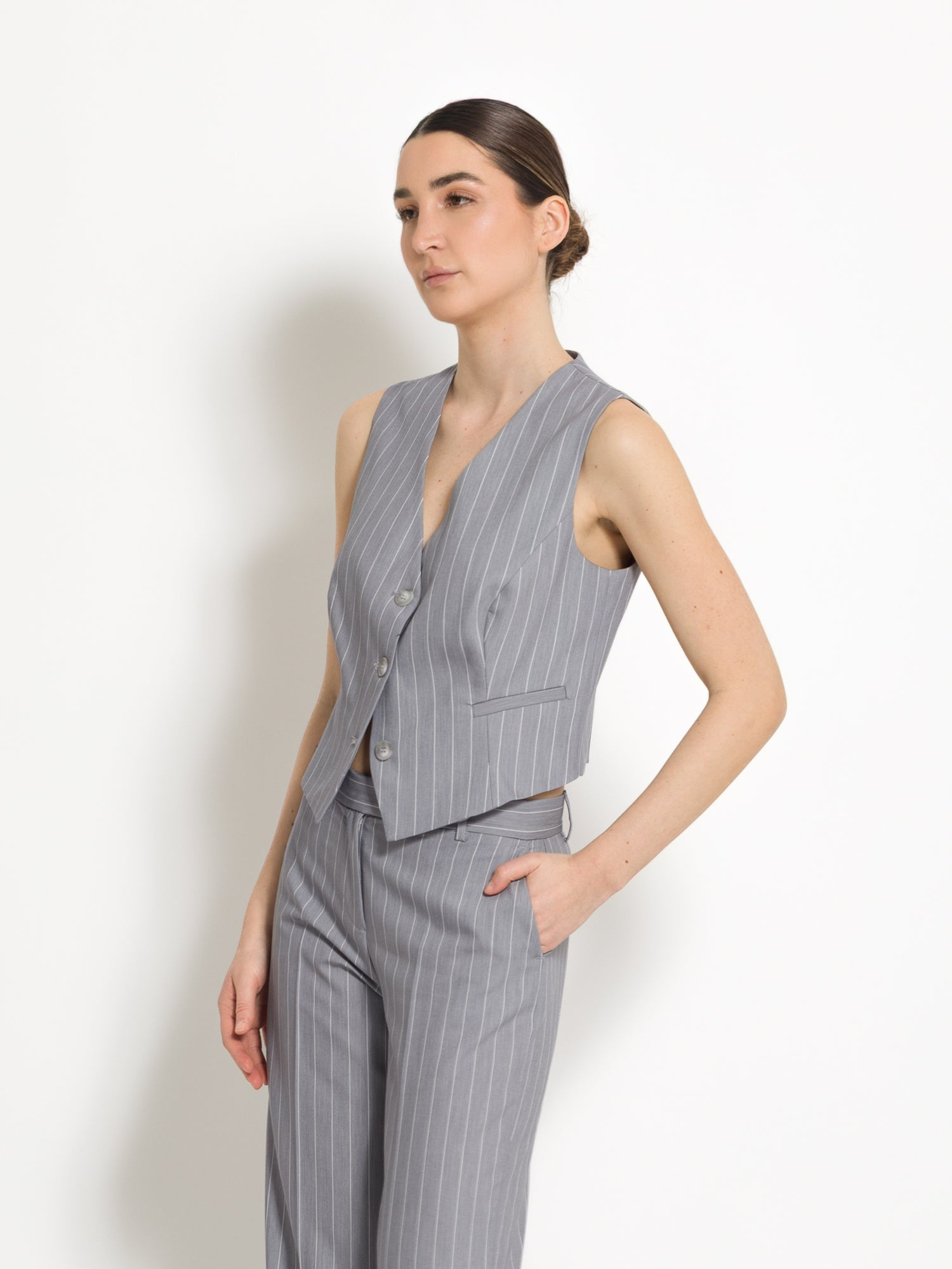 Gilet gessato-C250-107_PERLA | Uncategorized da donna