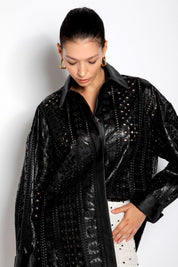 Giacca ecopelle effetto pizzo | Uncategorized da donna