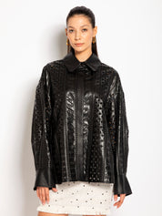 Giacca ecopelle effetto pizzo | Uncategorized da donna