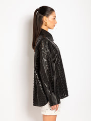 Giacca ecopelle effetto pizzo | Uncategorized da donna