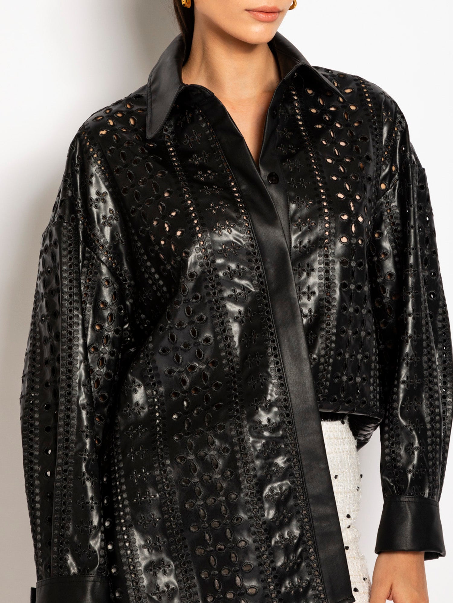 Giacca ecopelle effetto pizzo | Uncategorized da donna