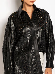 Giacca ecopelle effetto pizzo | Uncategorized da donna