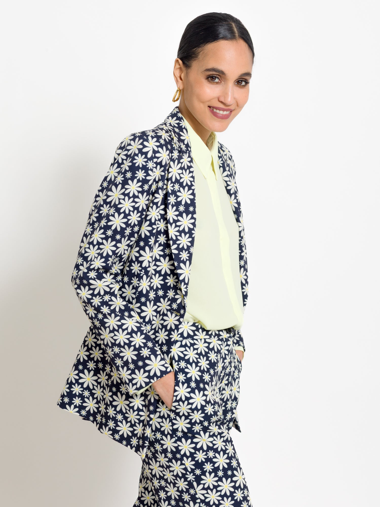 Blazer monopetto stampa margherite | Uncategorized da donna