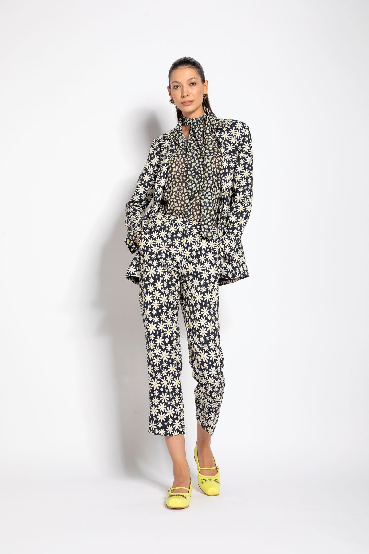 Blazer monopetto stampa margherite | Uncategorized da donna