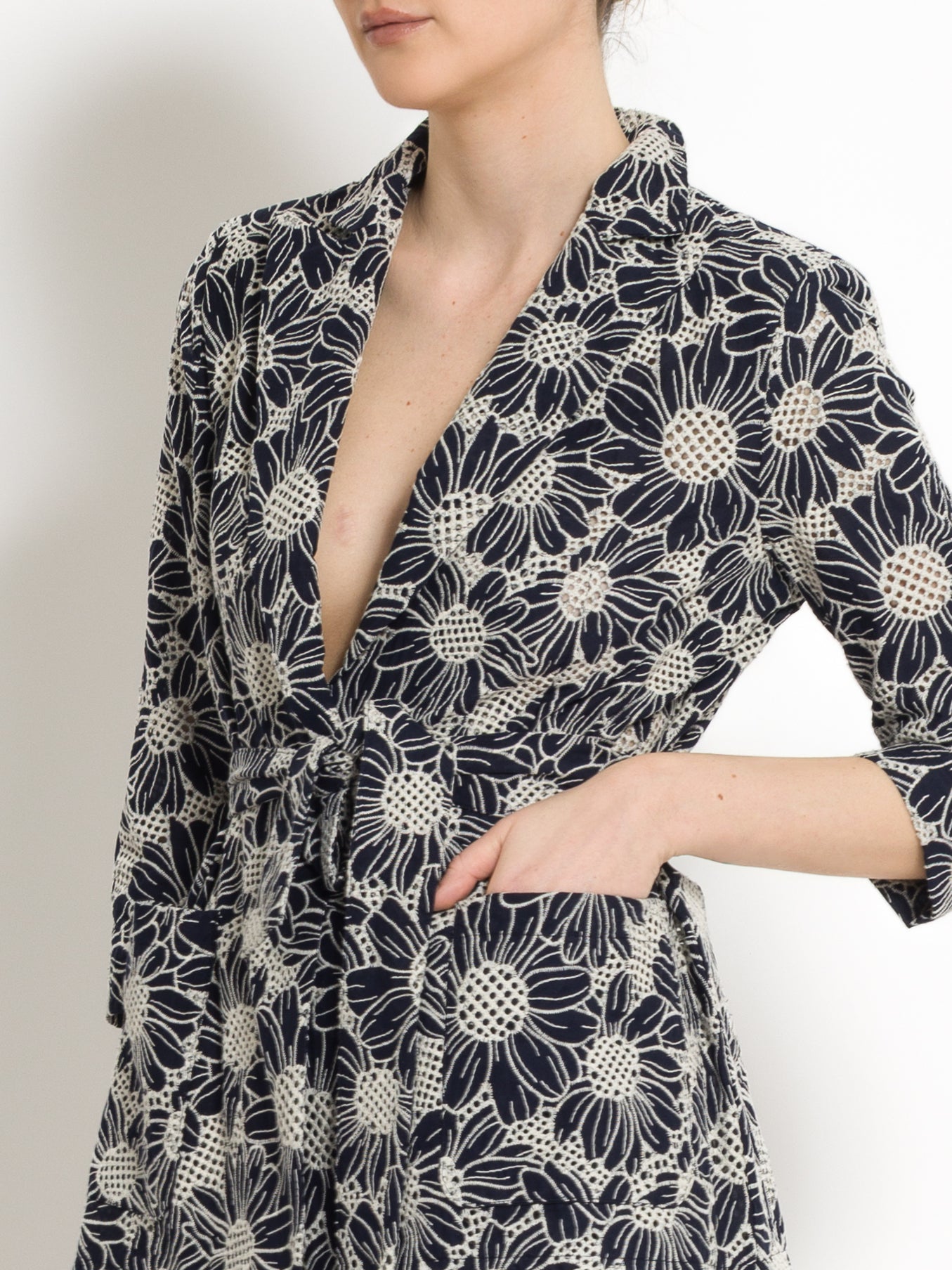 Blazer con cintura in cotone ricamato | Uncategorized da donna