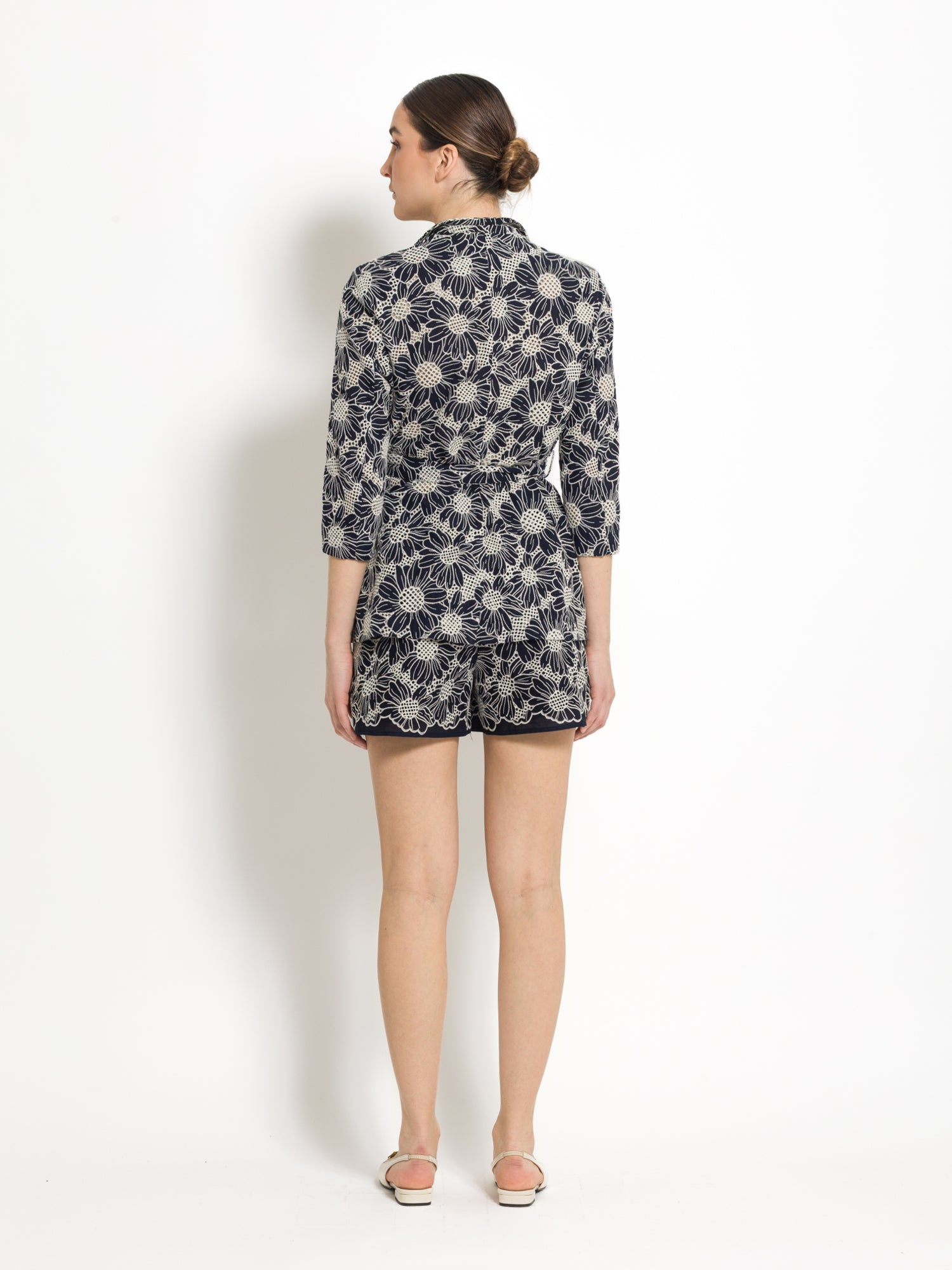 Blazer con cintura in cotone ricamato | Uncategorized da donna