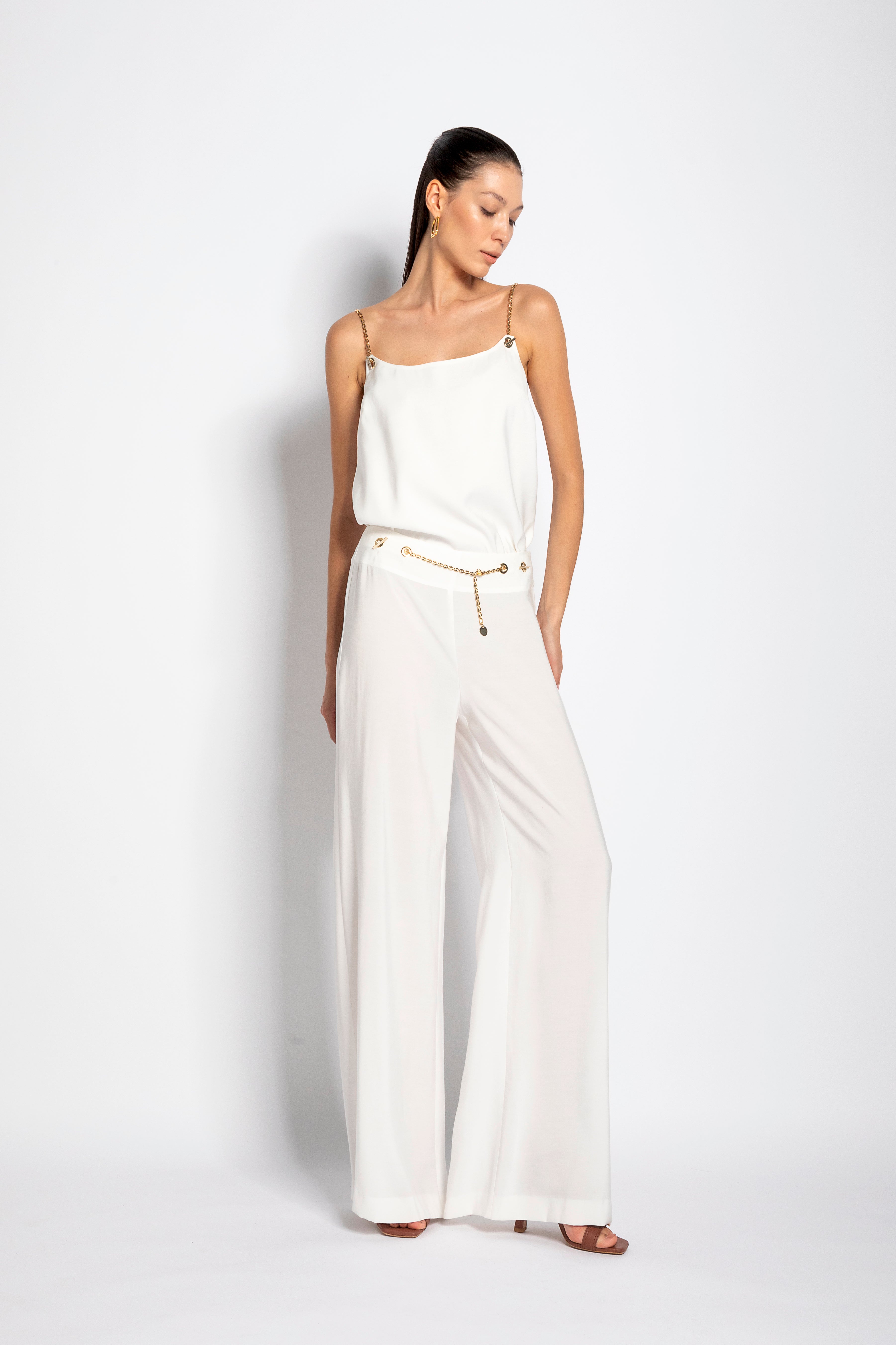 Pantalone con cintura catena in tencel | Uncategorized da donna