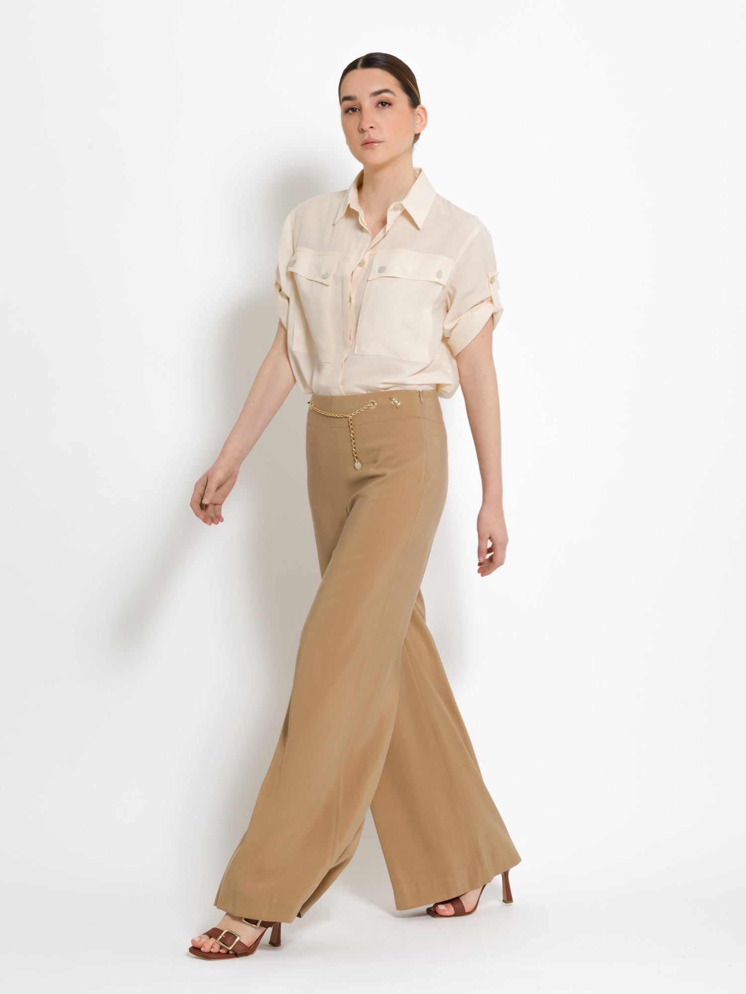 Pantalone con cintura catena in tencel | Uncategorized da donna