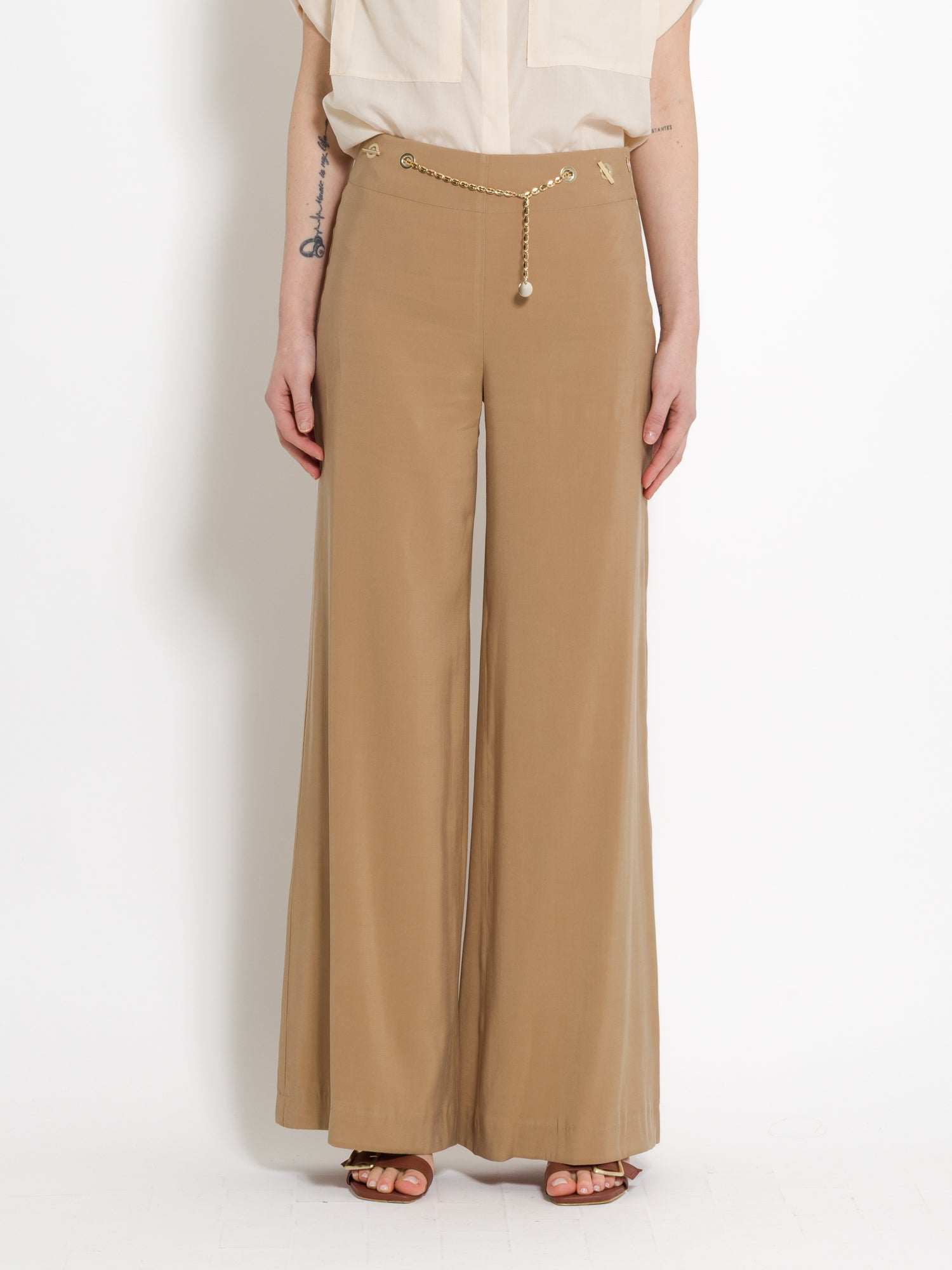 Pantalone con cintura catena in tencel | Uncategorized da donna