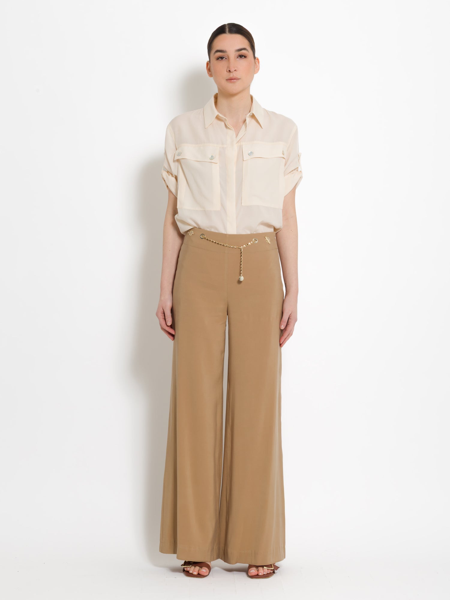 Pantalone con cintura catena in tencel | Uncategorized da donna