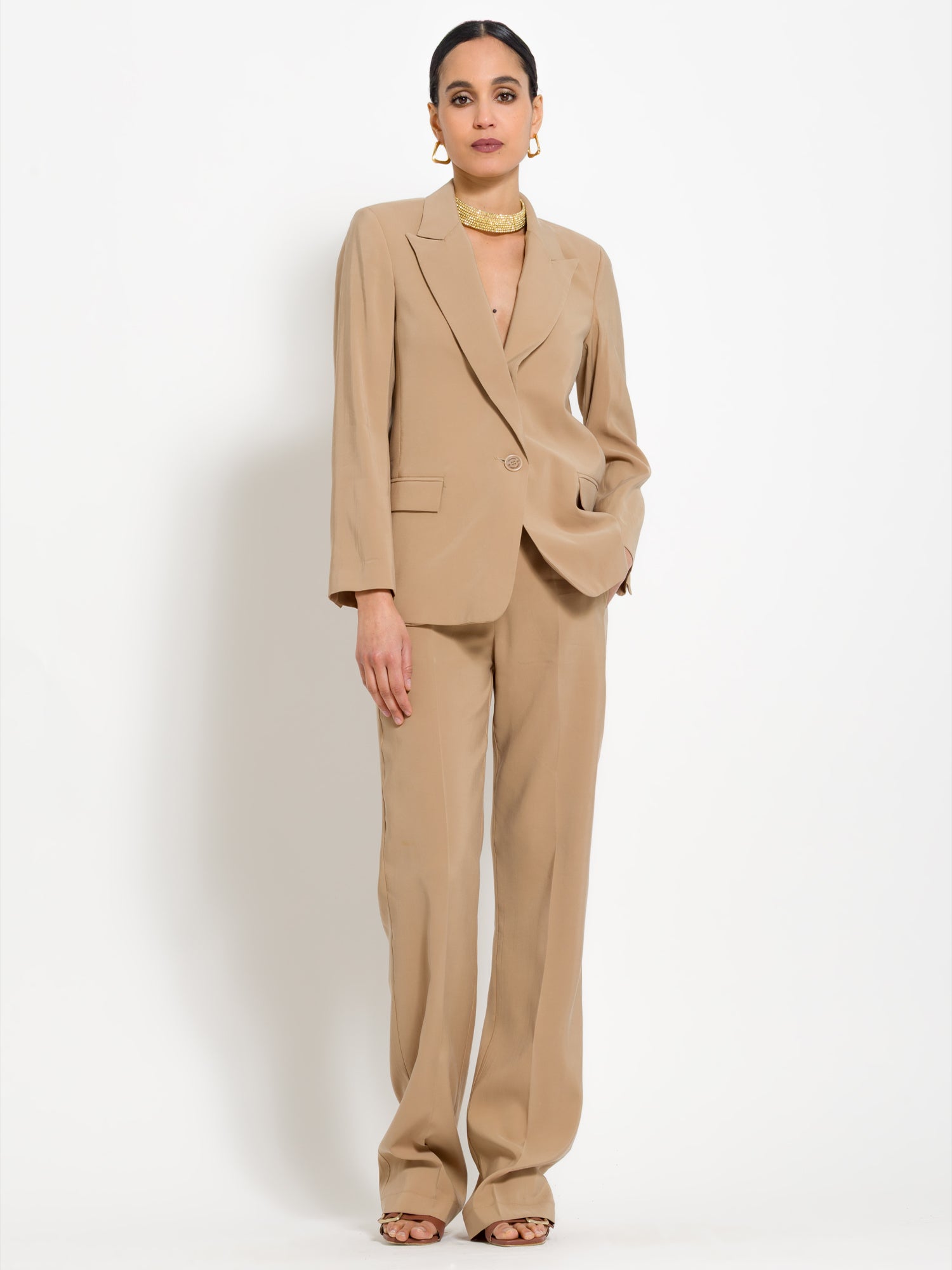 Pantalone a vita alta in tencel