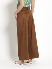 Pantalone gamba larga in eco-dainetto