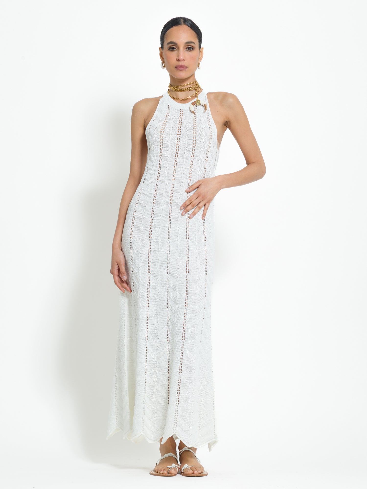 Abito in cotone lungo traforato in maglia | Uncategorized da donna