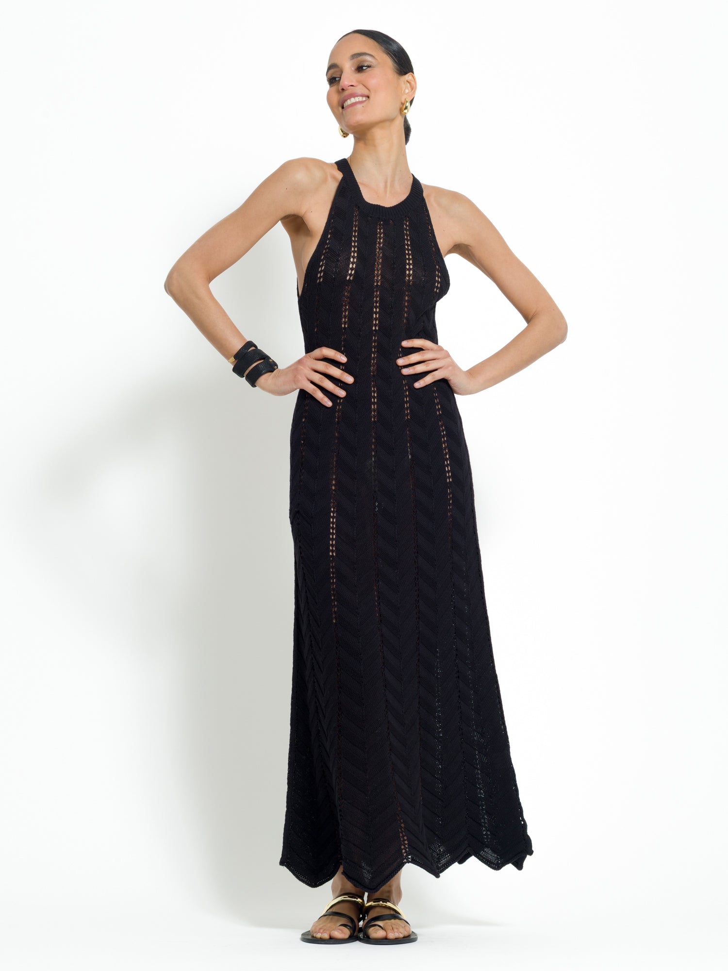 Abito in cotone lungo traforato in maglia | Uncategorized da donna