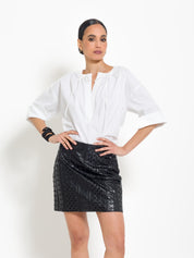 Minigonna ecopelle laserata effetto pizzo | Uncategorized da donna