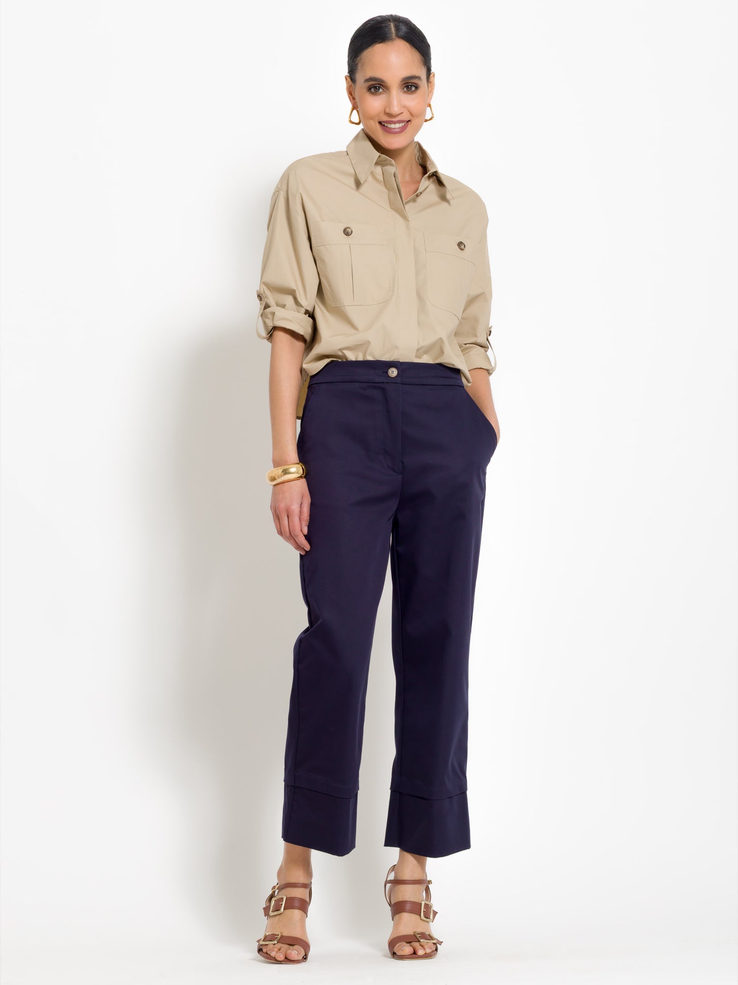 Cropped cotton shirt