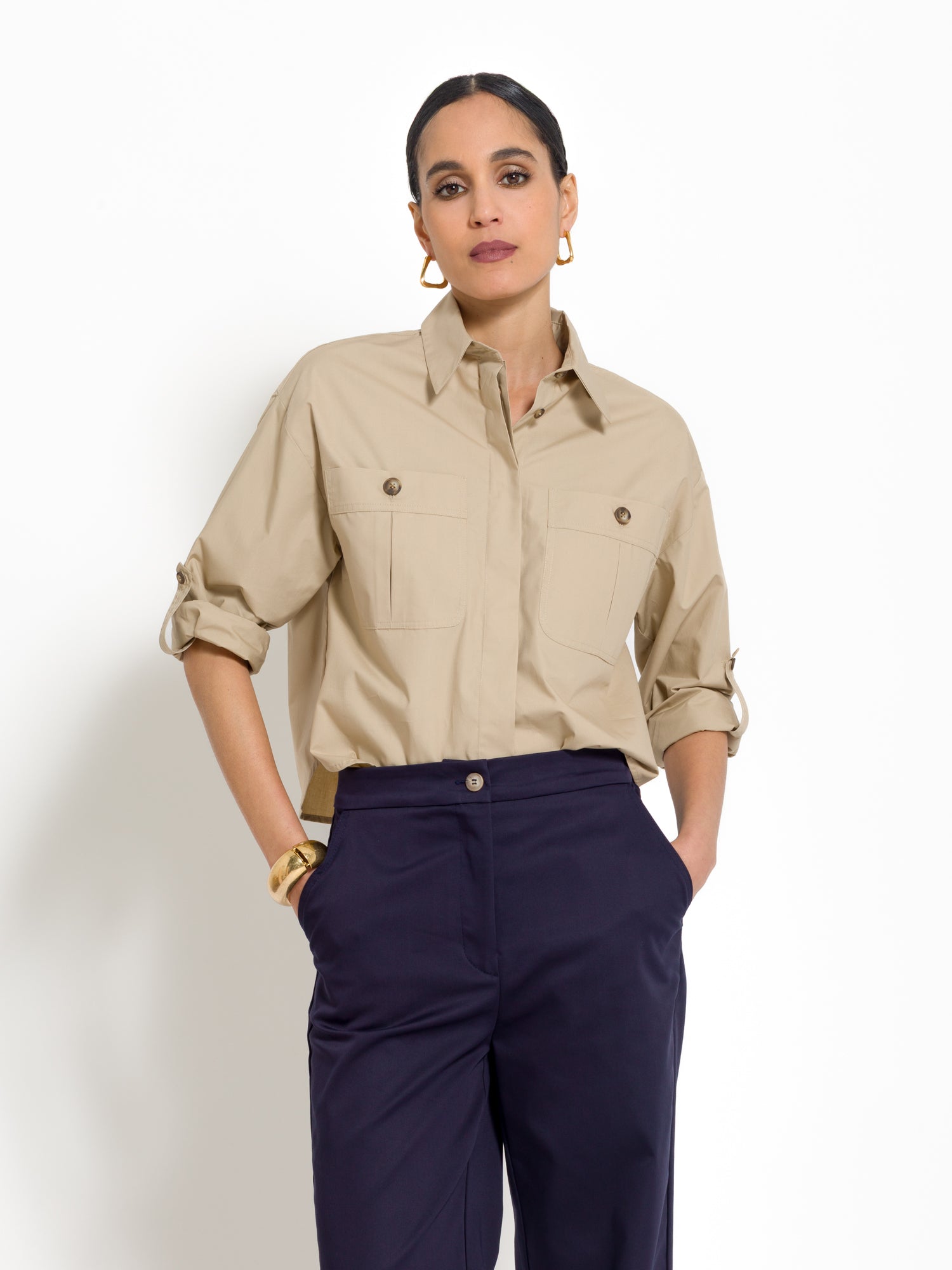 Cropped cotton shirt