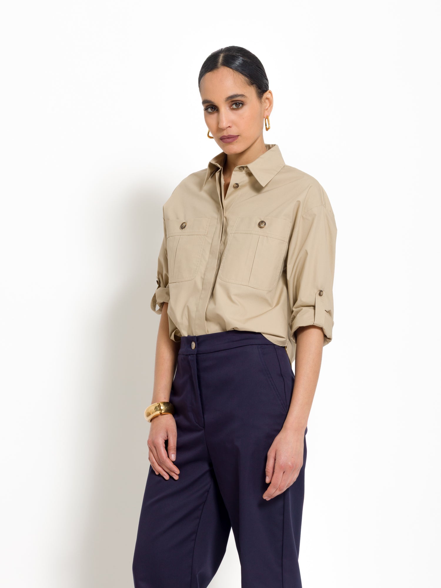 Cropped cotton shirt